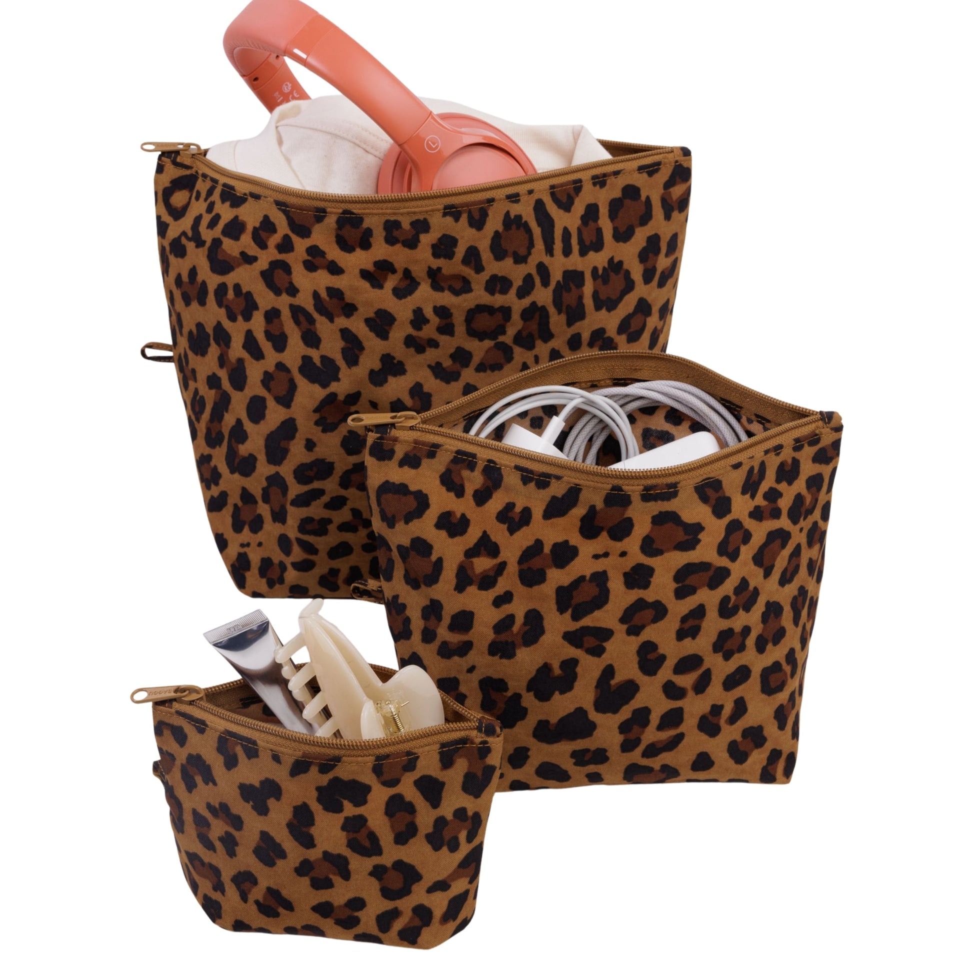 Baggu Go Pouch Set in Leopard