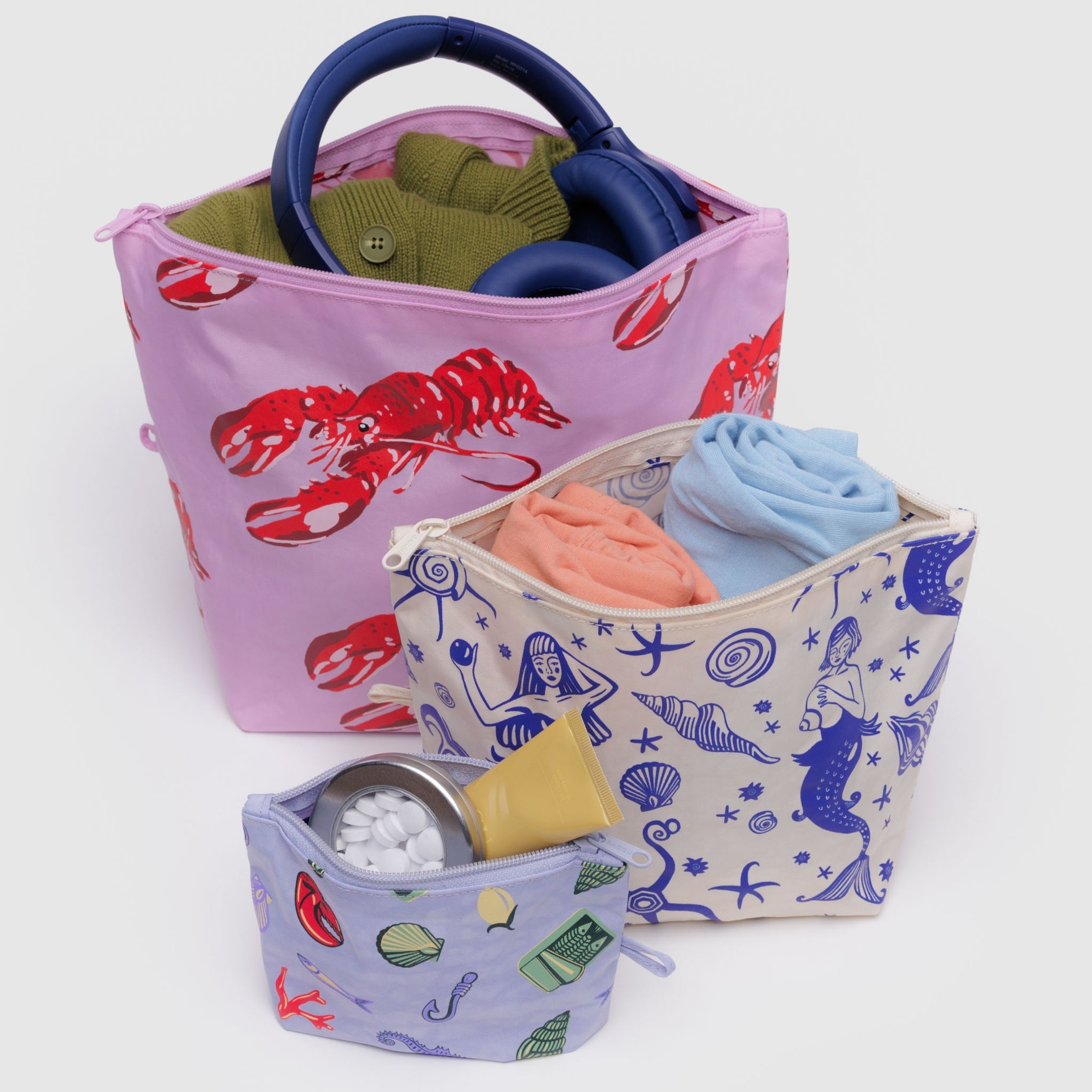 Baggu Go Pouch Set in Sea Creatures