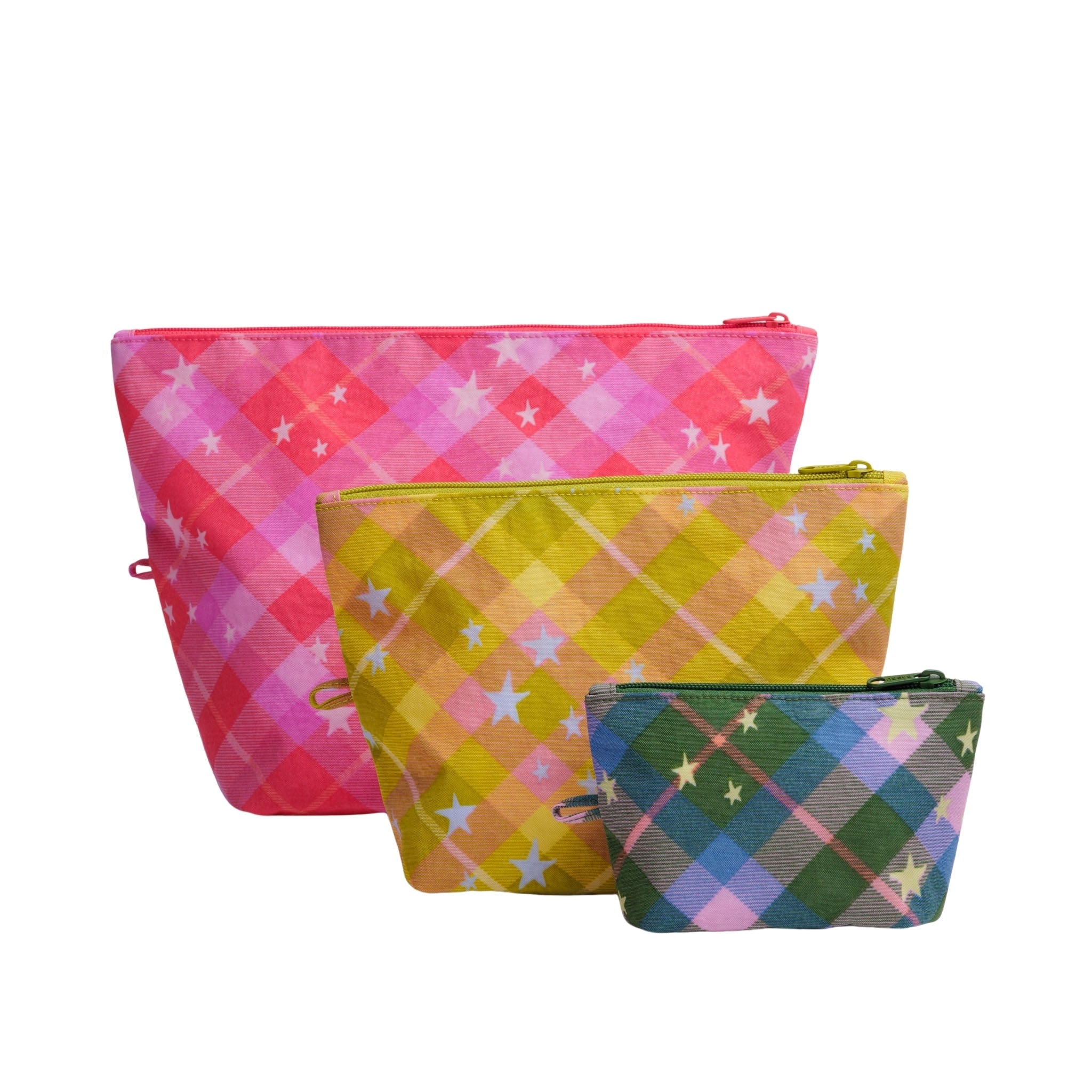 Baggu Go Pouch Set in Star Plaid