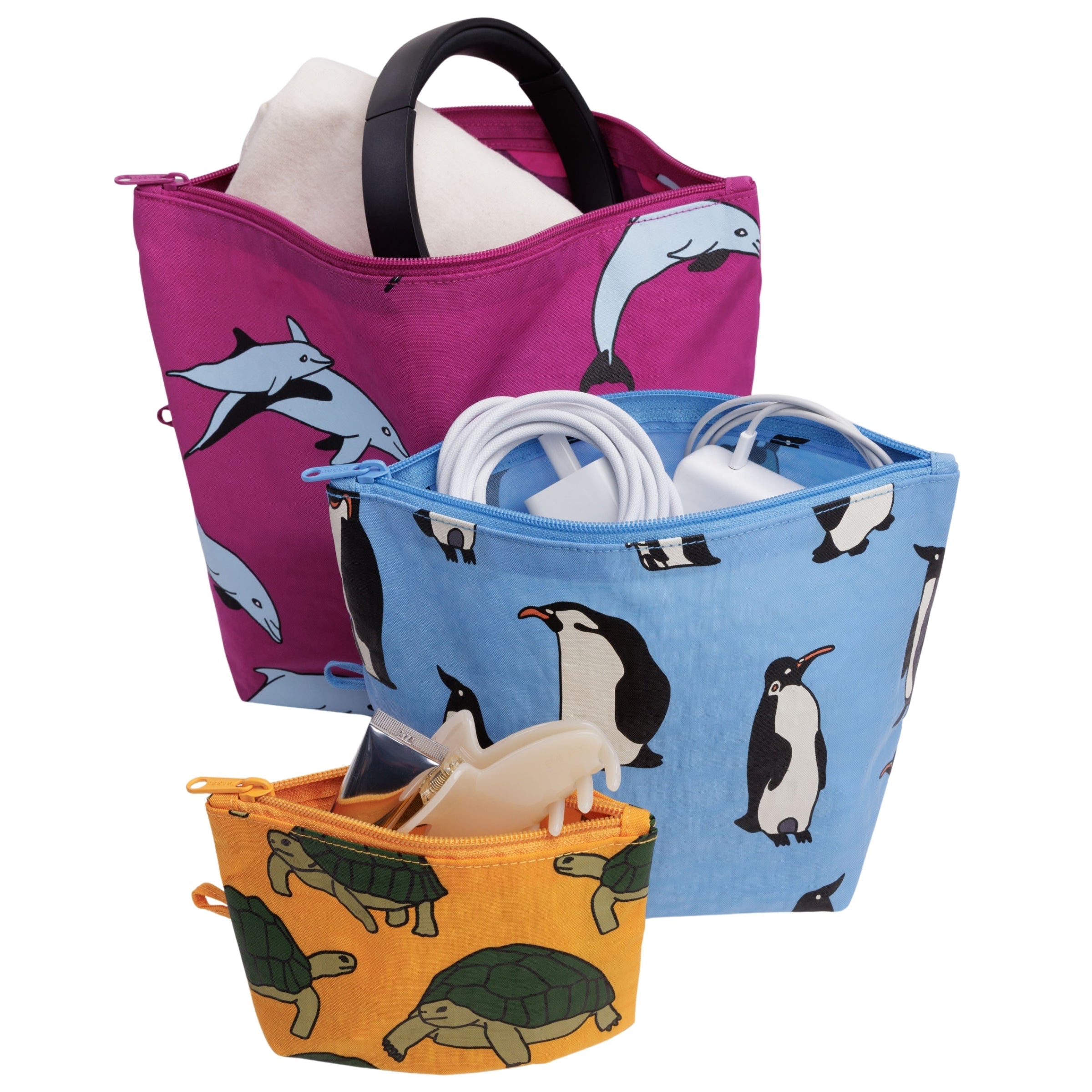 Baggu Go Pouch Set in Vacation Animals