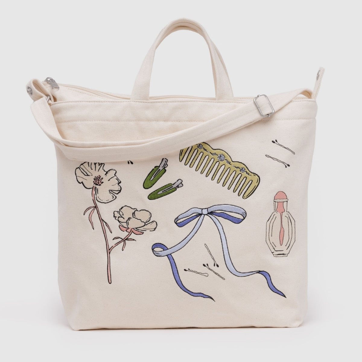 Baggu Horizontal Zip Duck Bag in Embroidered Get Ready With Me