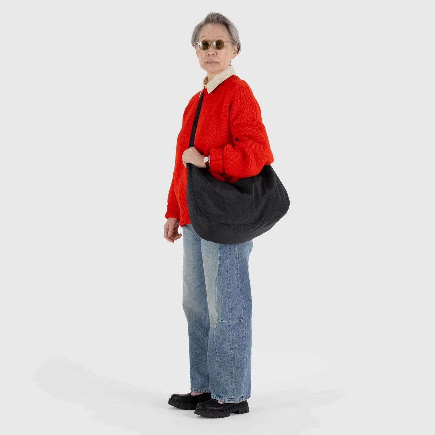 Baggu Large Nylon Crescent Bag in Black