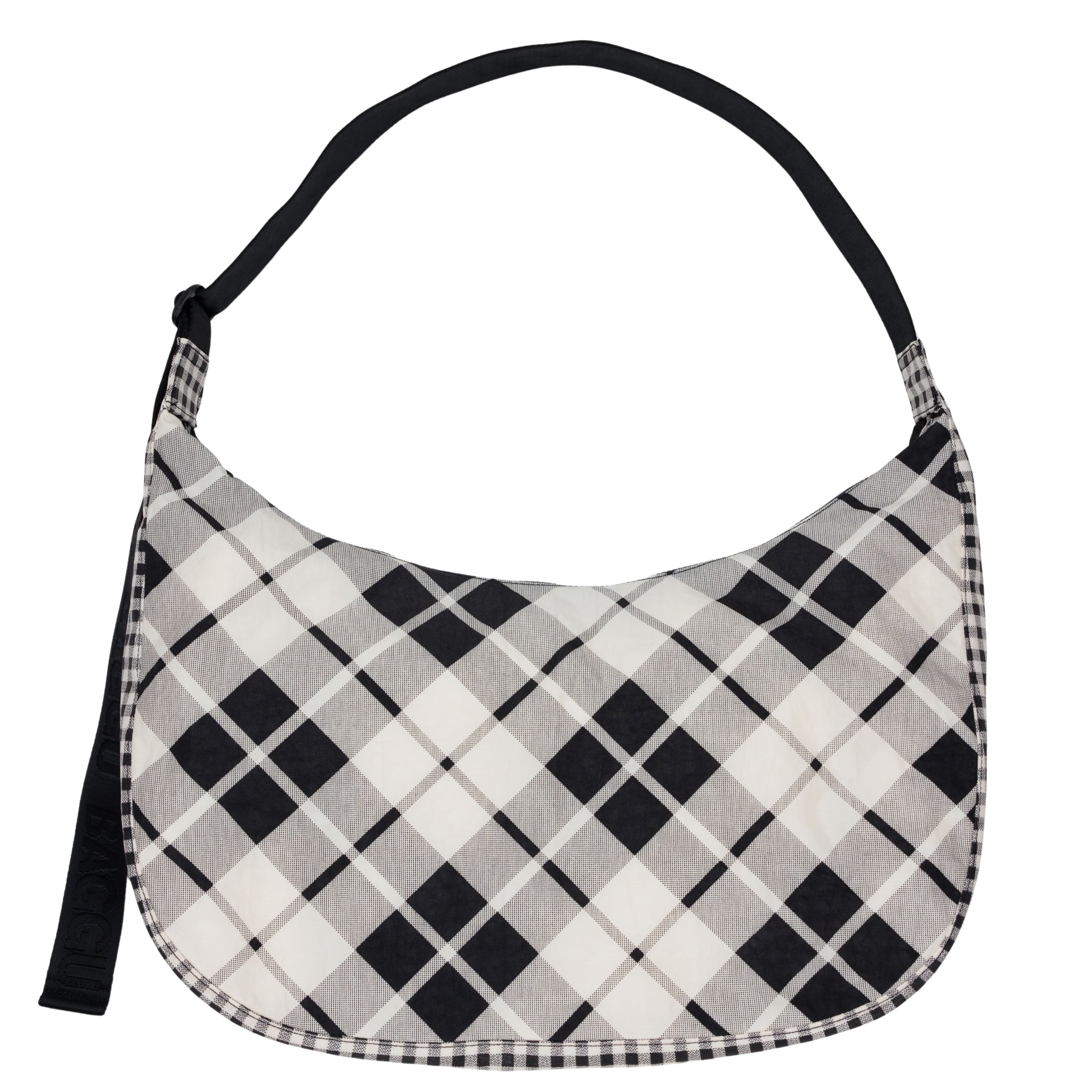 Baggu Large Nylon Crescent Bag in Mixed Plaid