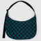 Baggu Large Nylon Crescent Bag in Navy Green Check