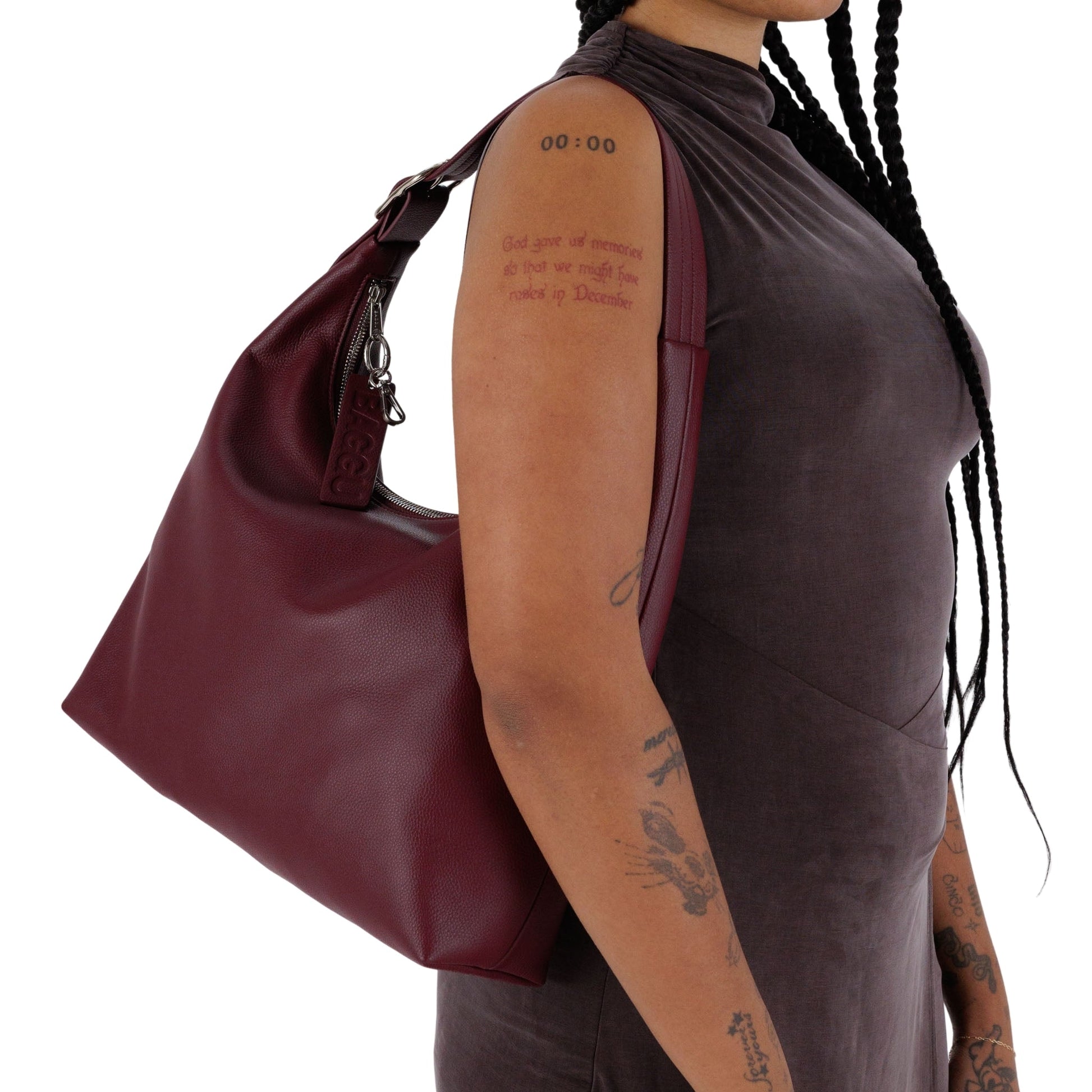 Baggu Recycled Leather Shoulder Bag in Mahogany