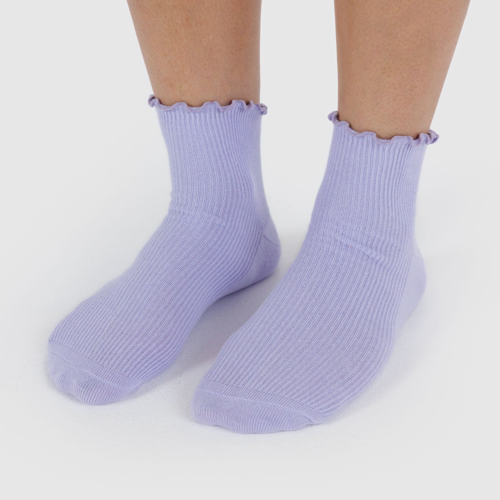 Baggu Lettuce Edge Sock Set in Lavender & Red