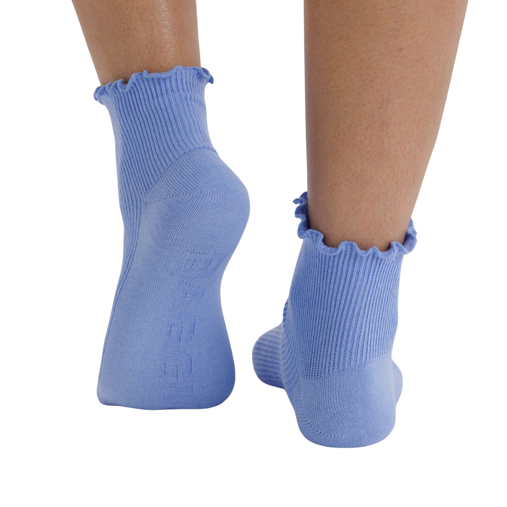 Baggu Lettuce Edge Sock Set in Light Blue & Red