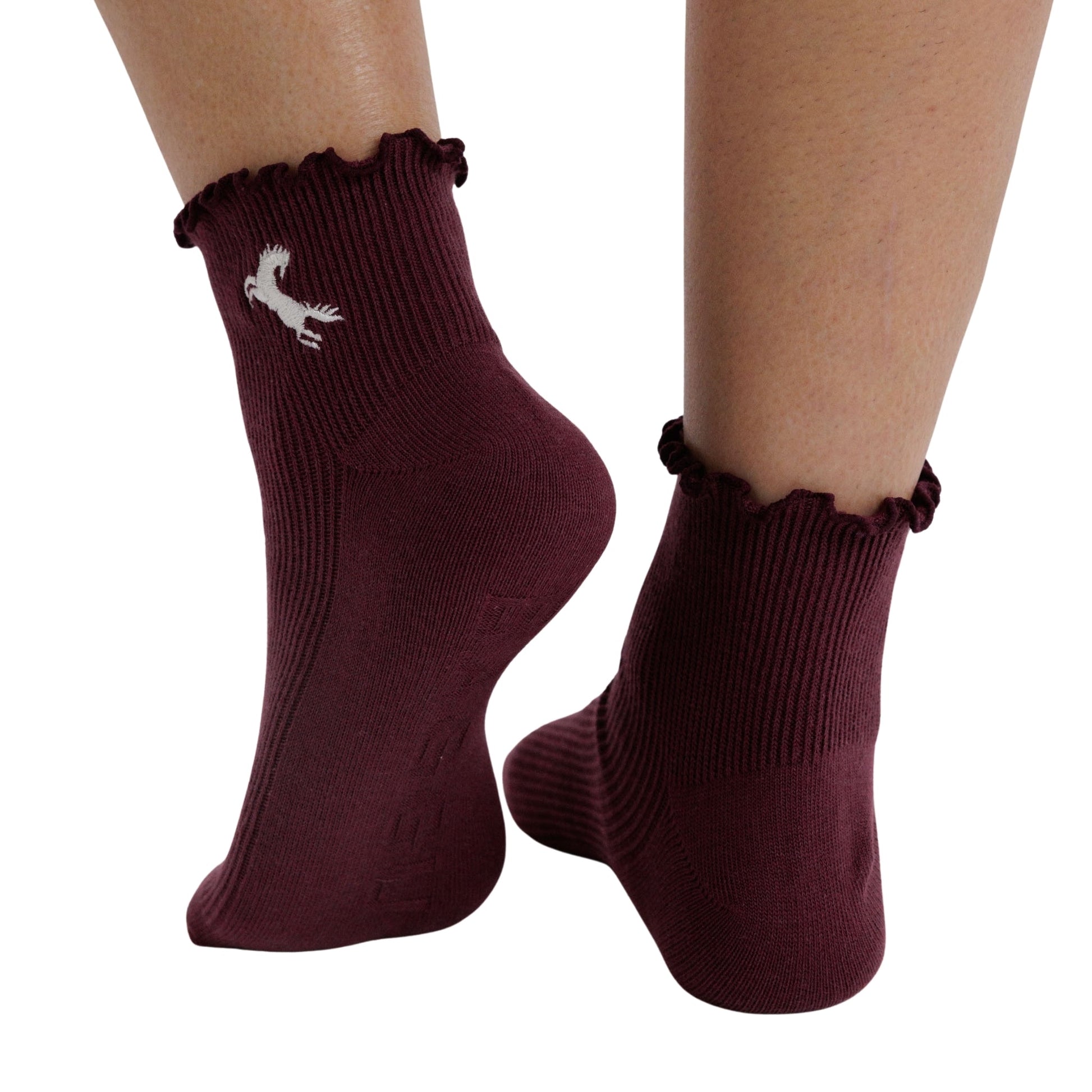 Baggu Lettuce Edge Sock Set in Mahogany & Navy Icons