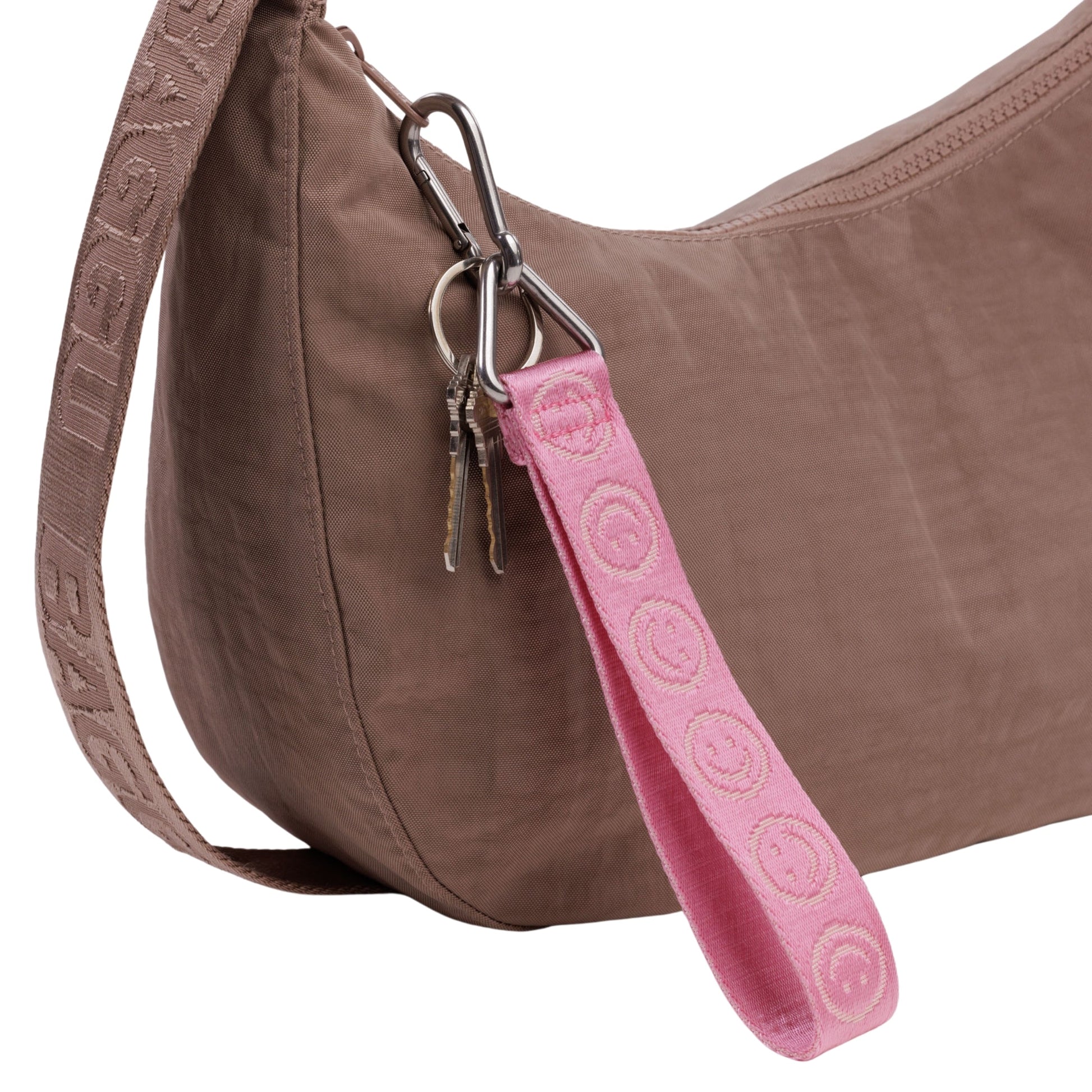 Baggu Logo Keychain in Pink Happy