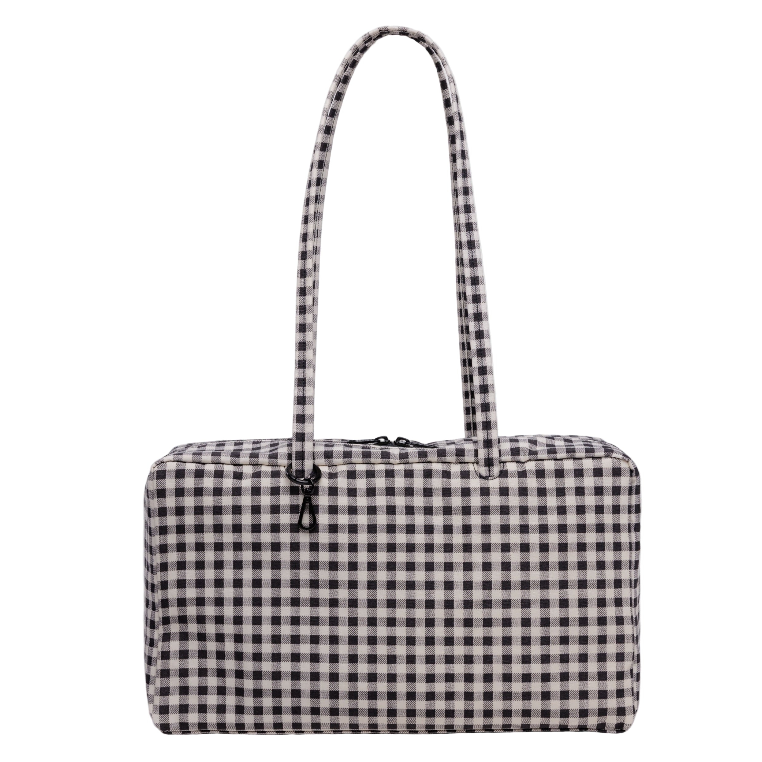 Baggu Medium Nylon Bowler Bag in Black & White Gingham