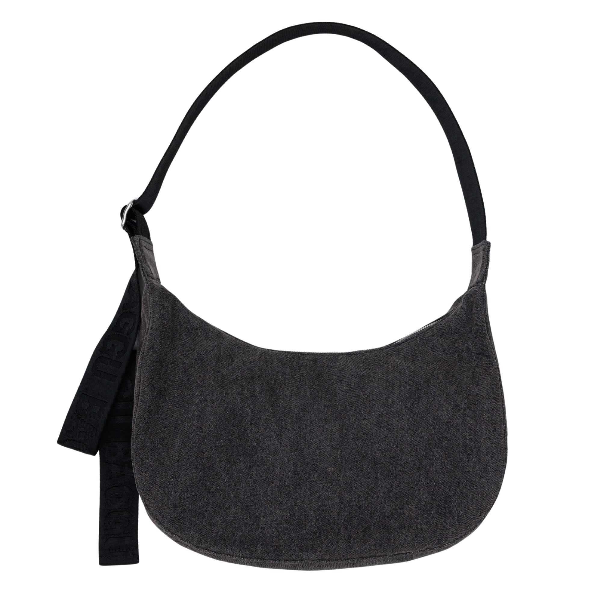 Baggu Medium Denim Crescent Bag in Black