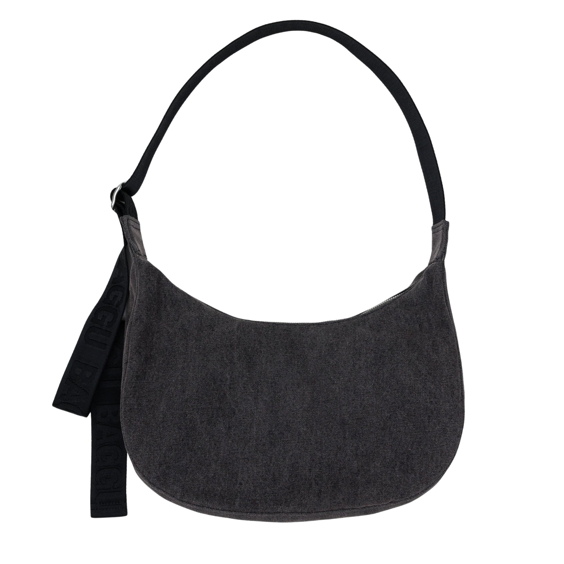 Baggu Medium Denim Crescent Bag in Black