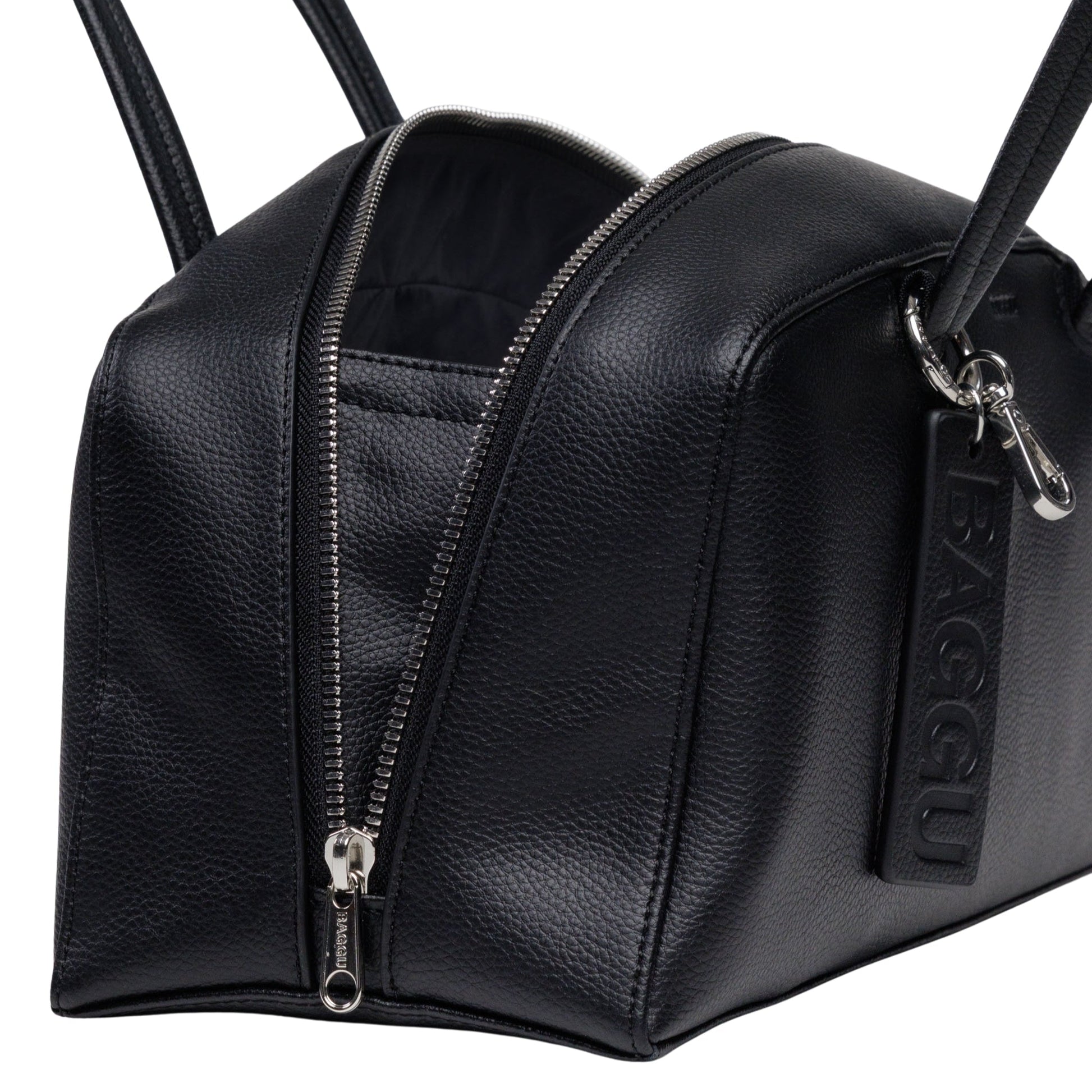Baggu Recycled Leather Bowler Bag in Black