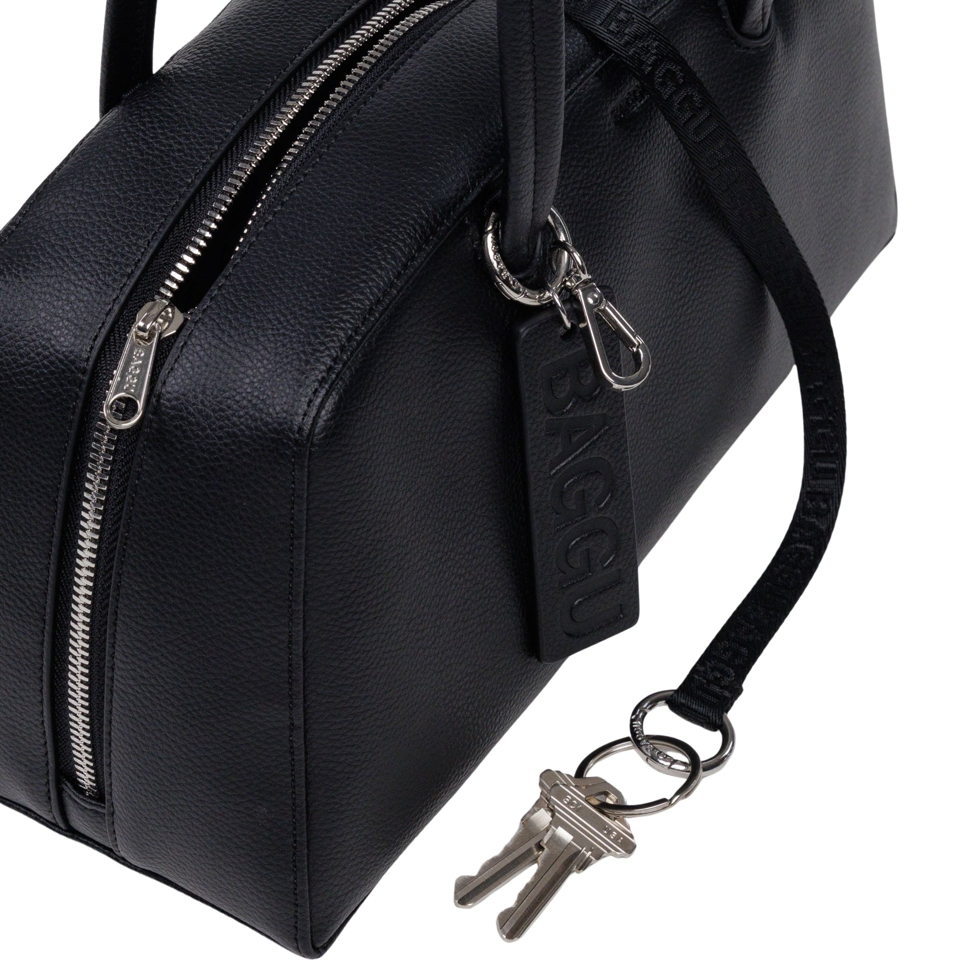 Baggu Recycled Leather Bowler Bag in Black