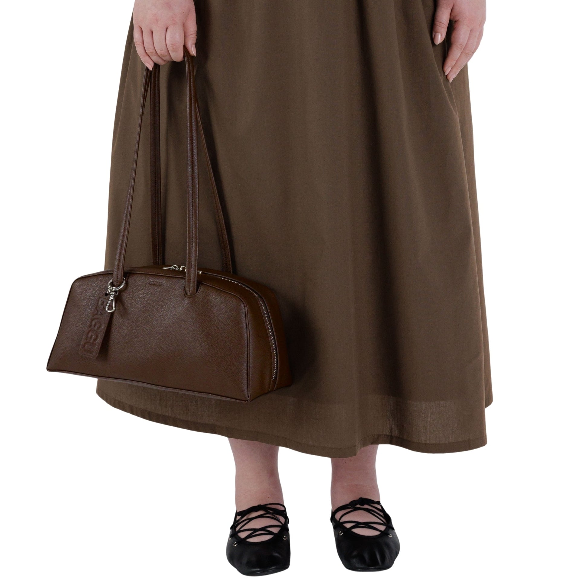 Baggu Recycled Leather Bowler Bag in Brown