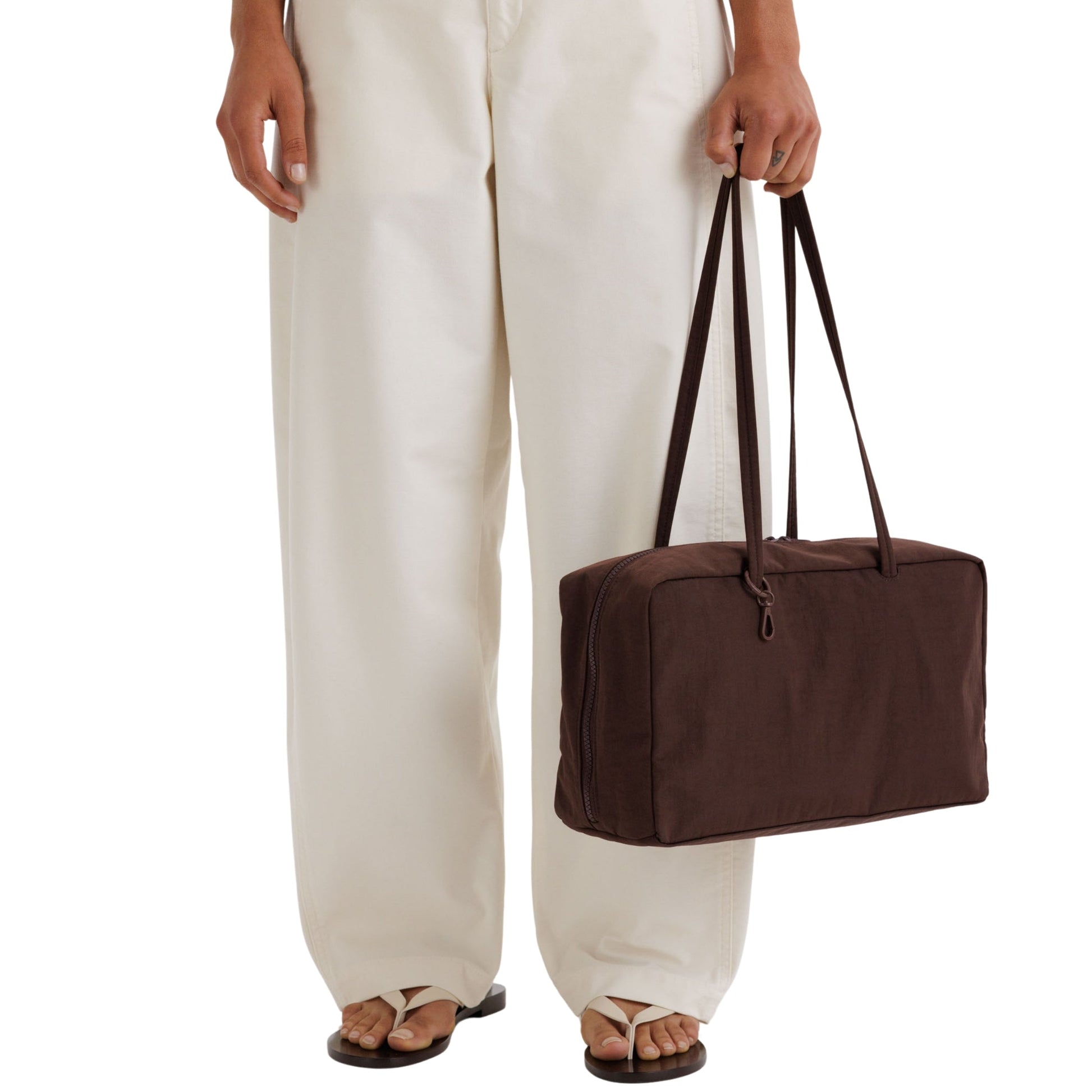 Baggu Medium Nylon Bowler Bag in Coffee