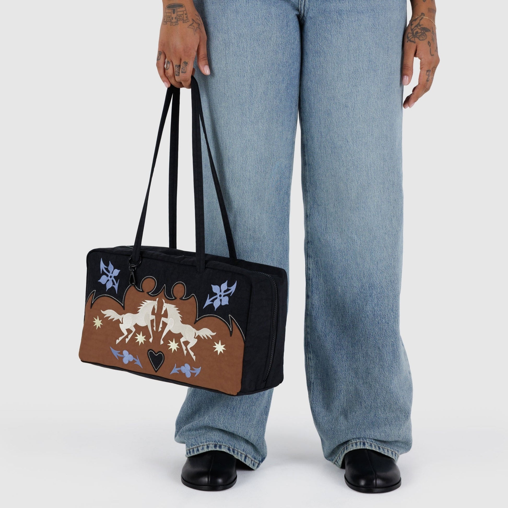 Baggu Medium Nylon Bowler Bag in Western Applique