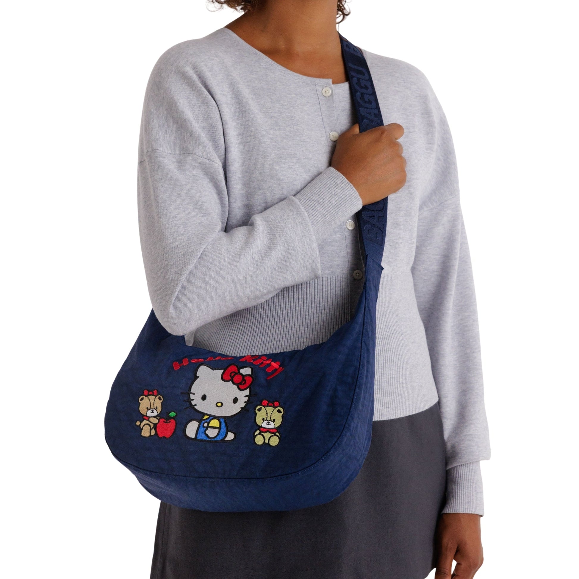 Baggu Medium Nylon Crescent Bag in Hello Kitty & Teddy