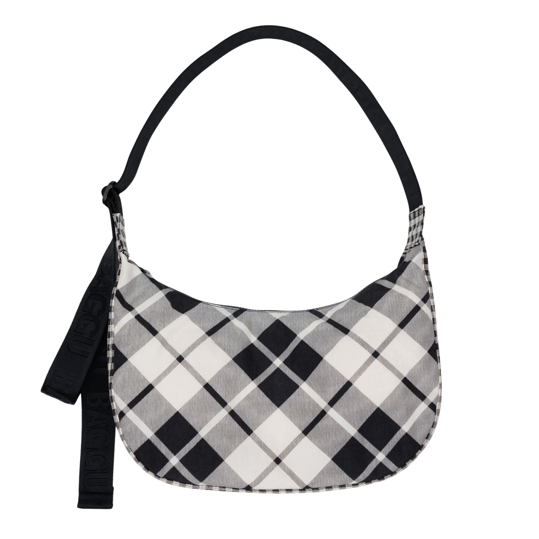 Baggu Medium Nylon Crescent Bag in Mixed Plaid