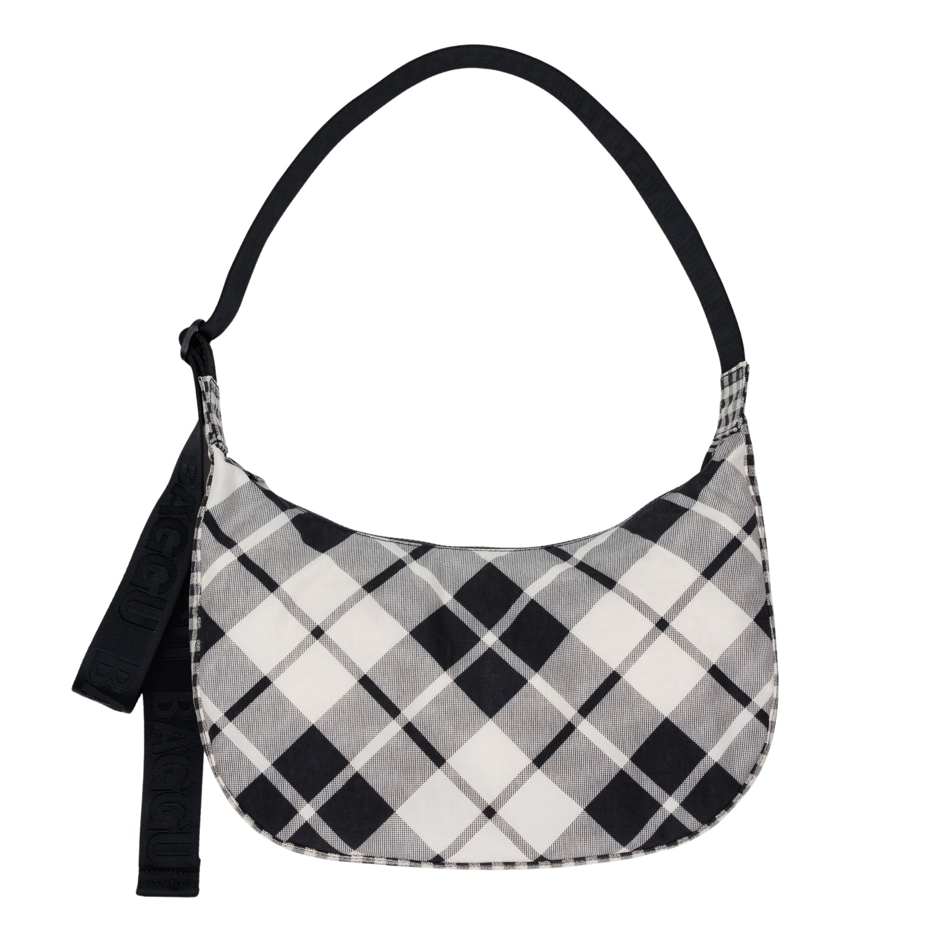 Baggu Medium Nylon Crescent Bag in Mixed Plaid
