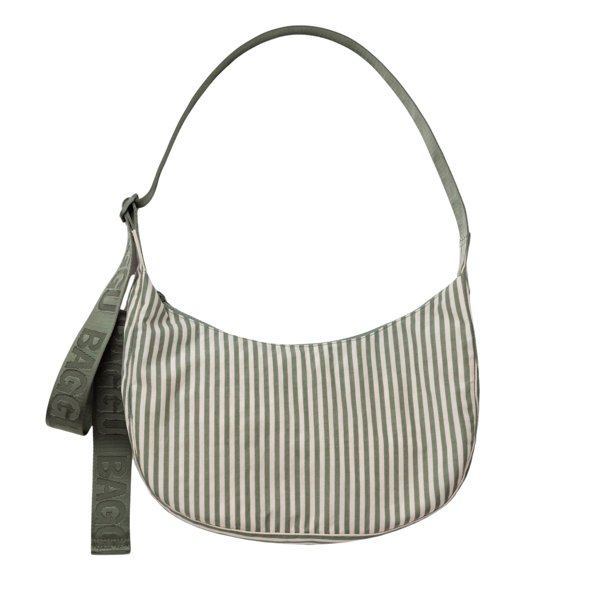 Baggu Medium Nylon Crescent Bag in Sage Stripe