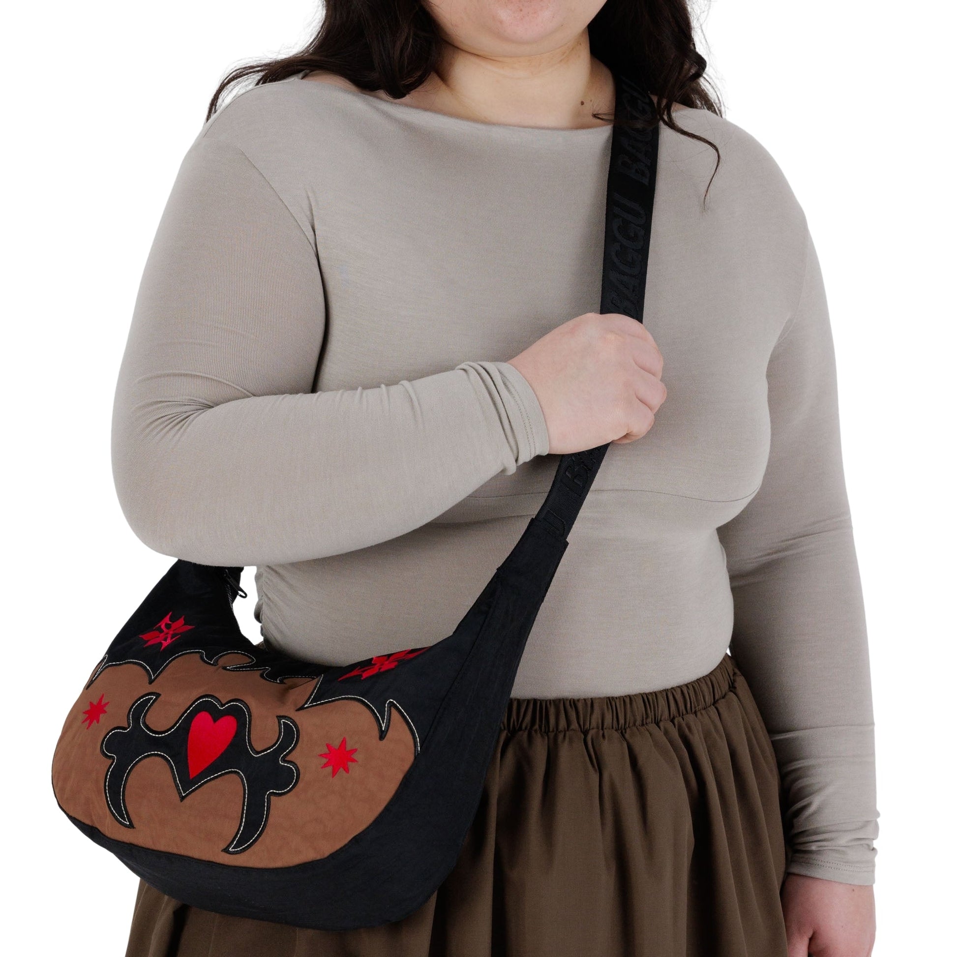 Baggu Medium Nylon Crescent Bag in Western Applique