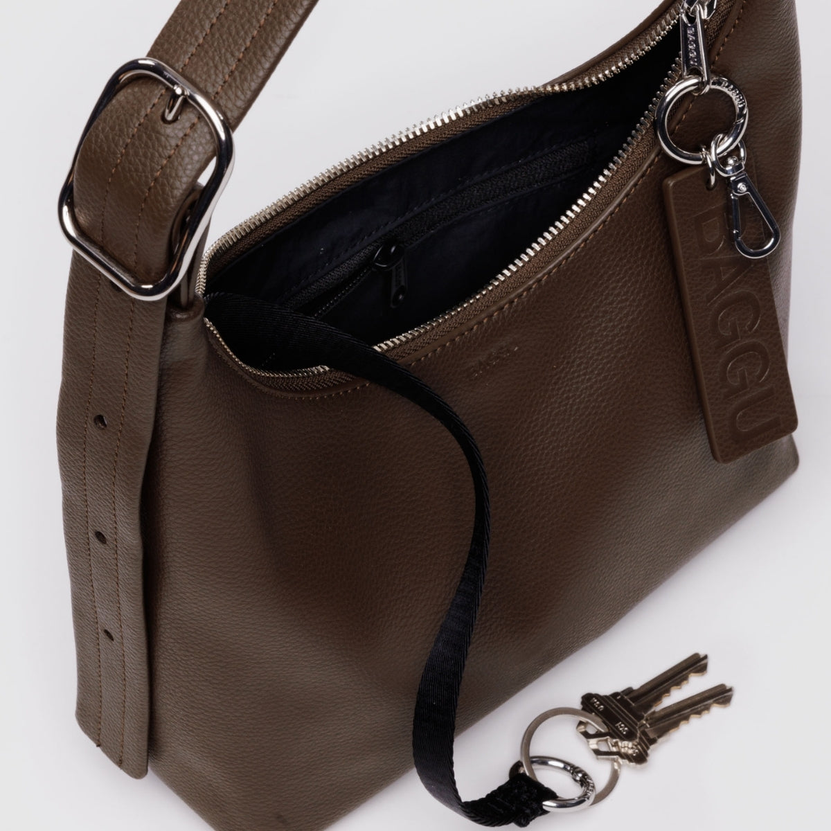 Baggu Mini Recycled Leather Shoulder Bag in Brown