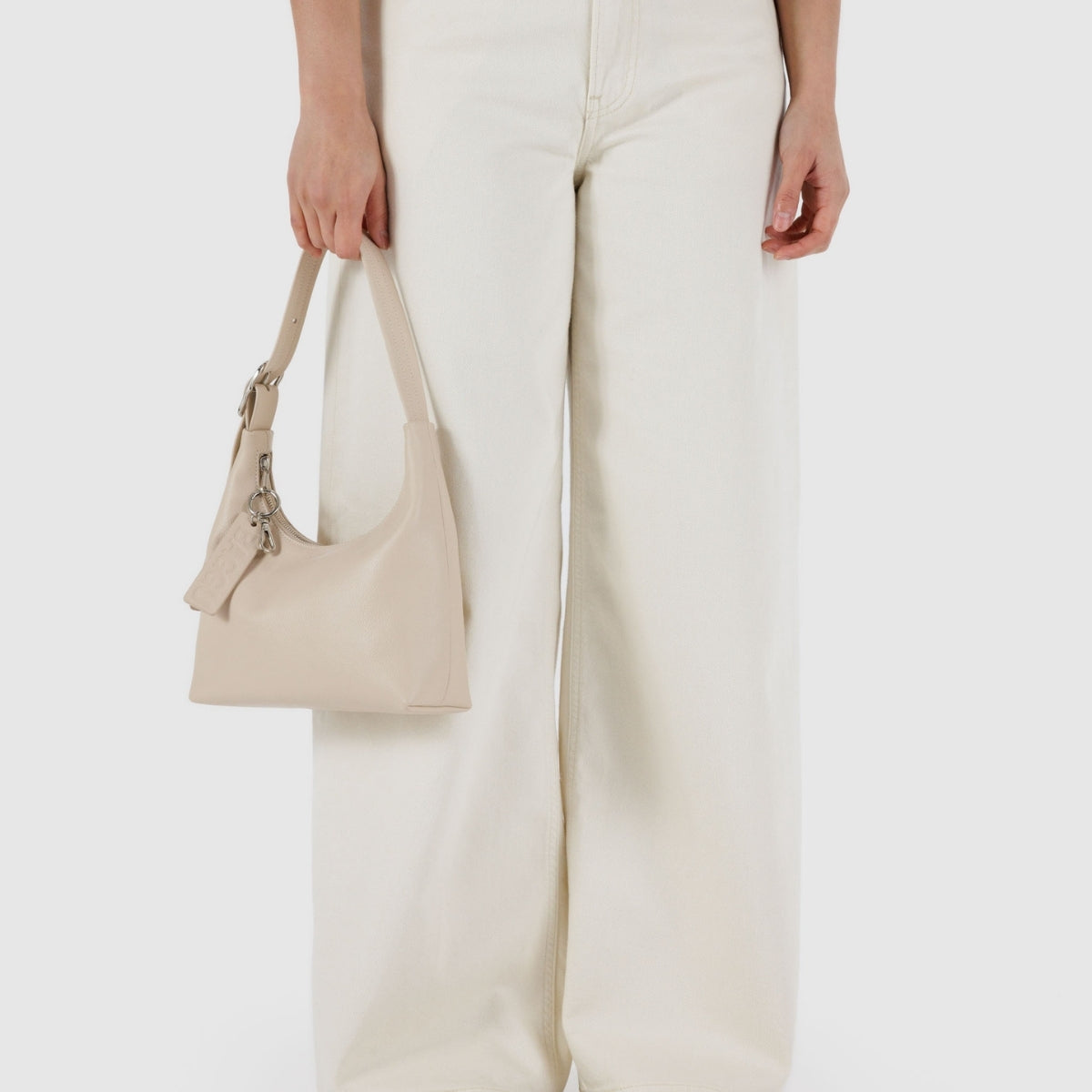 Baggu Mini Recycled Leather Shoulder Bag in Stone