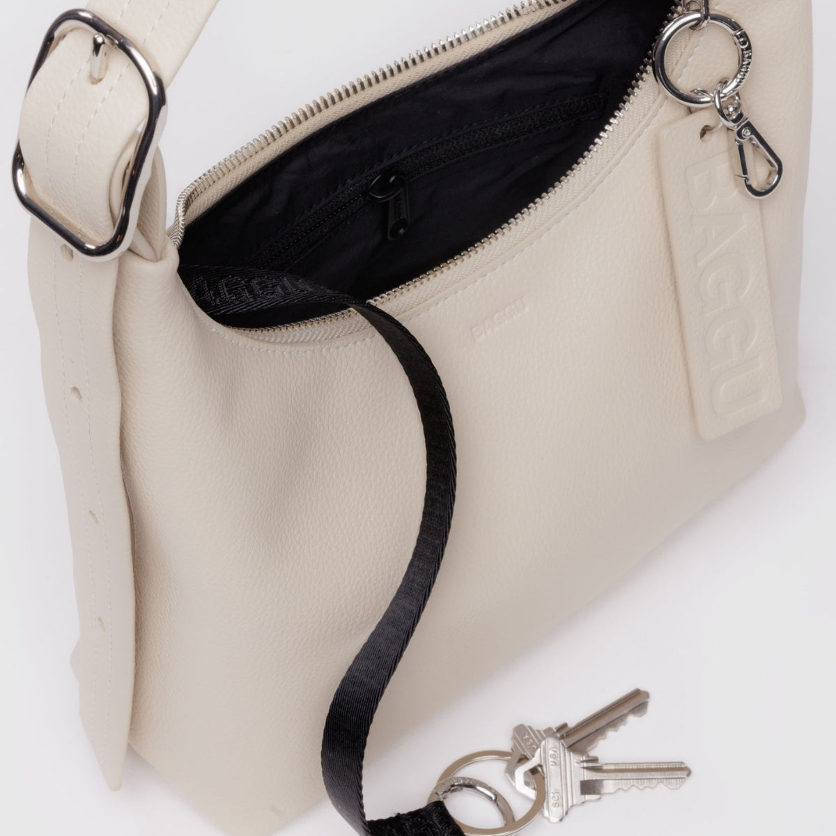 Baggu Mini Recycled Leather Shoulder Bag in Stone