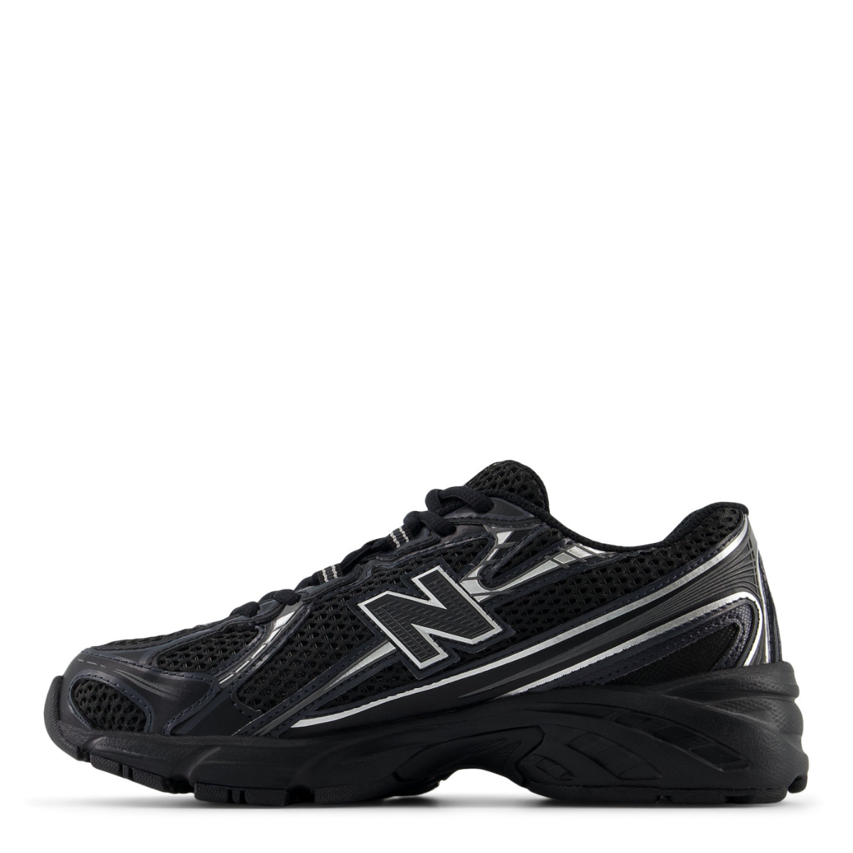New Balance Youth 740 in Black with Silver Metallic