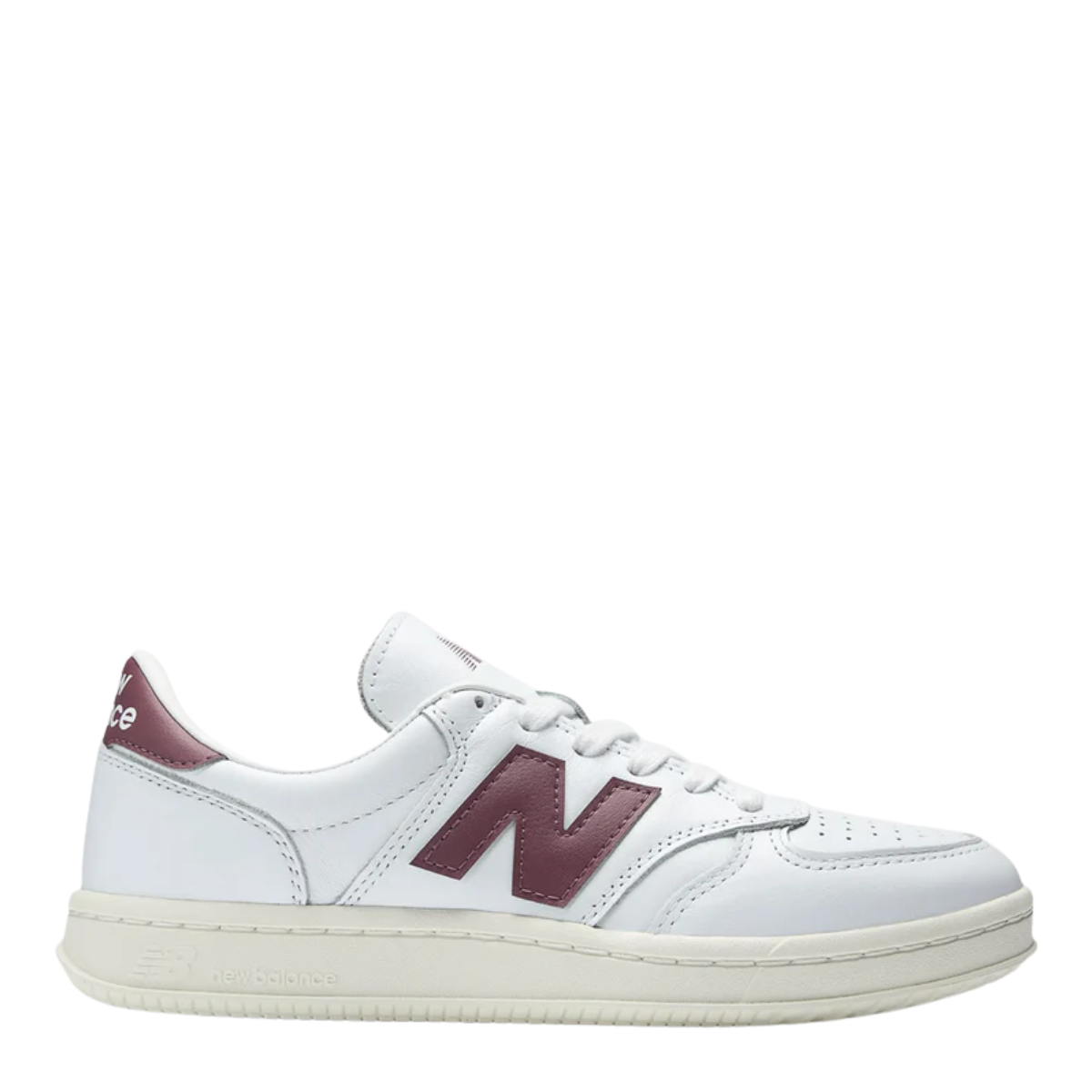 New Balance Men's T500 in White with Cherry Leather