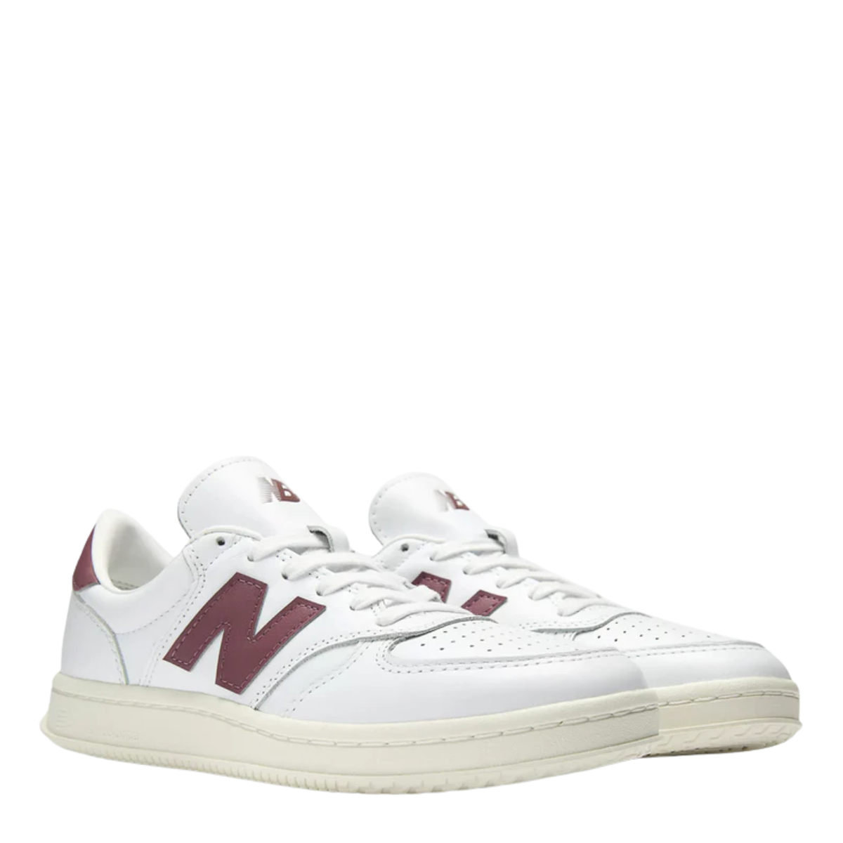 New Balance Men's T500 in White with Cherry Leather