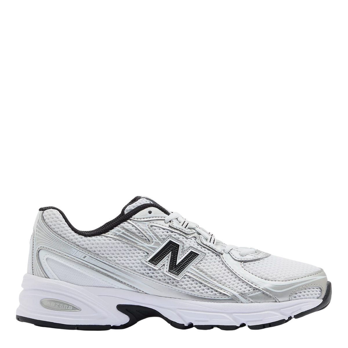 New Balance Women's 740 in White with Metallic Silver and Black