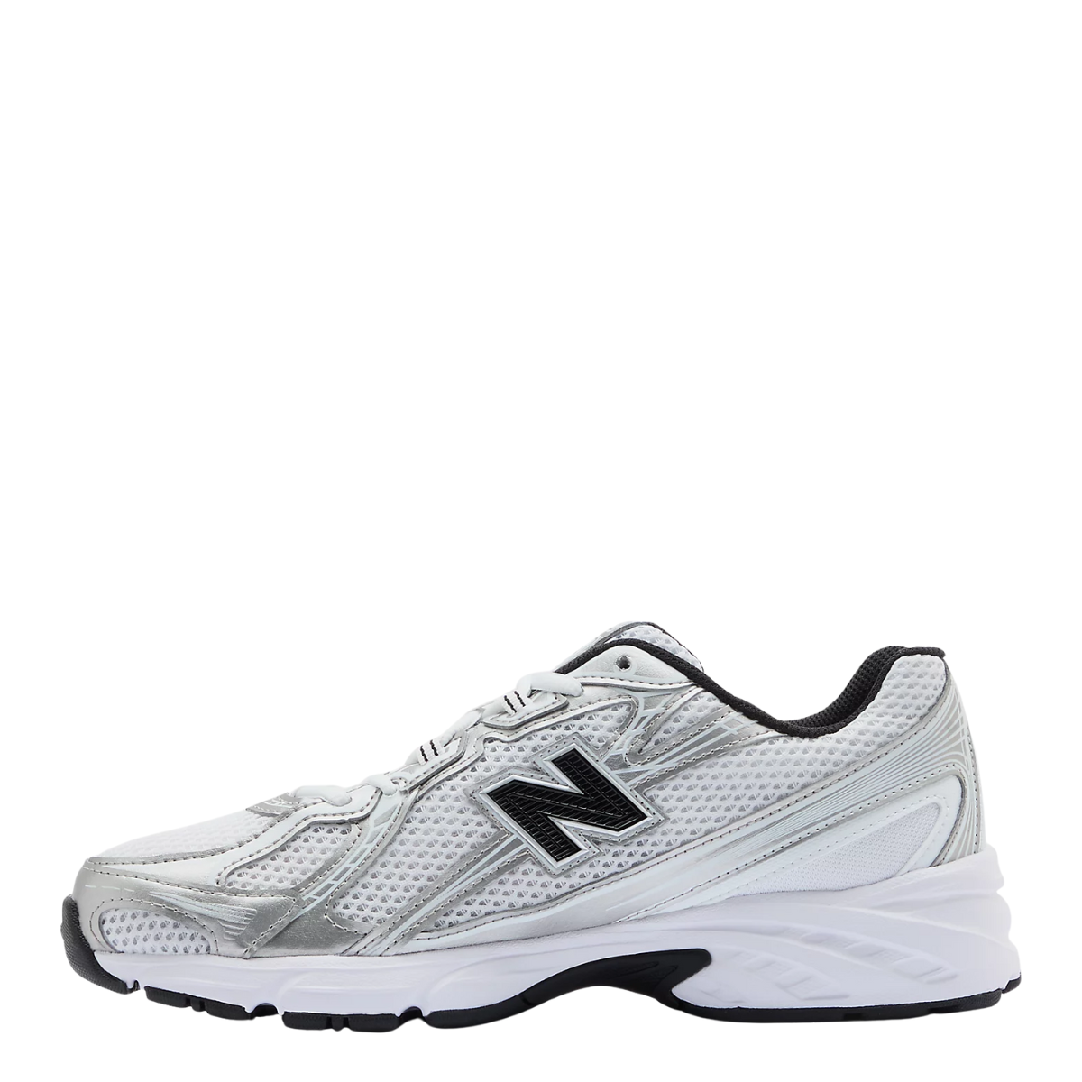 New Balance Women's 740 in White with Metallic Silver and Black