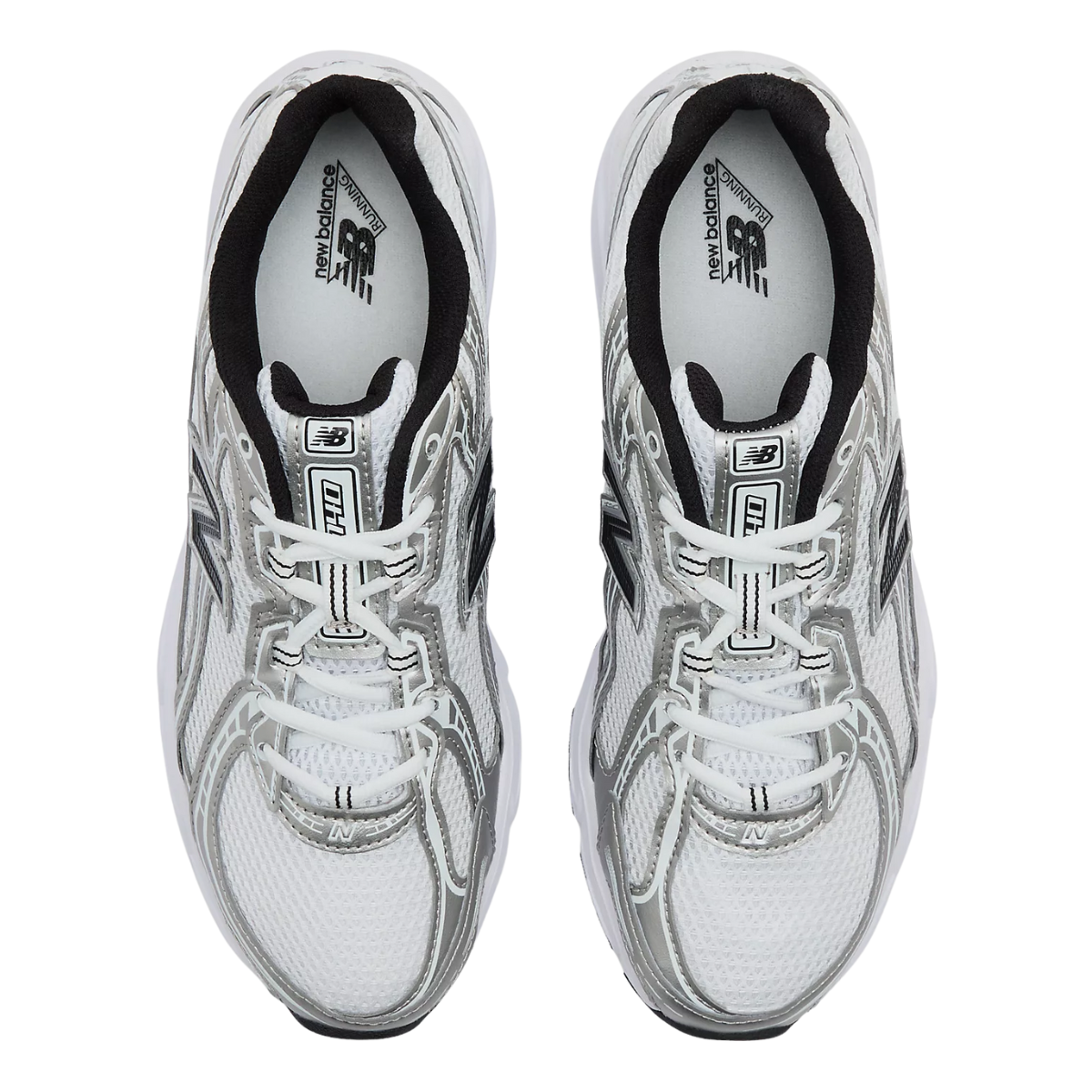 New Balance Women's 740 in White with Metallic Silver and Black