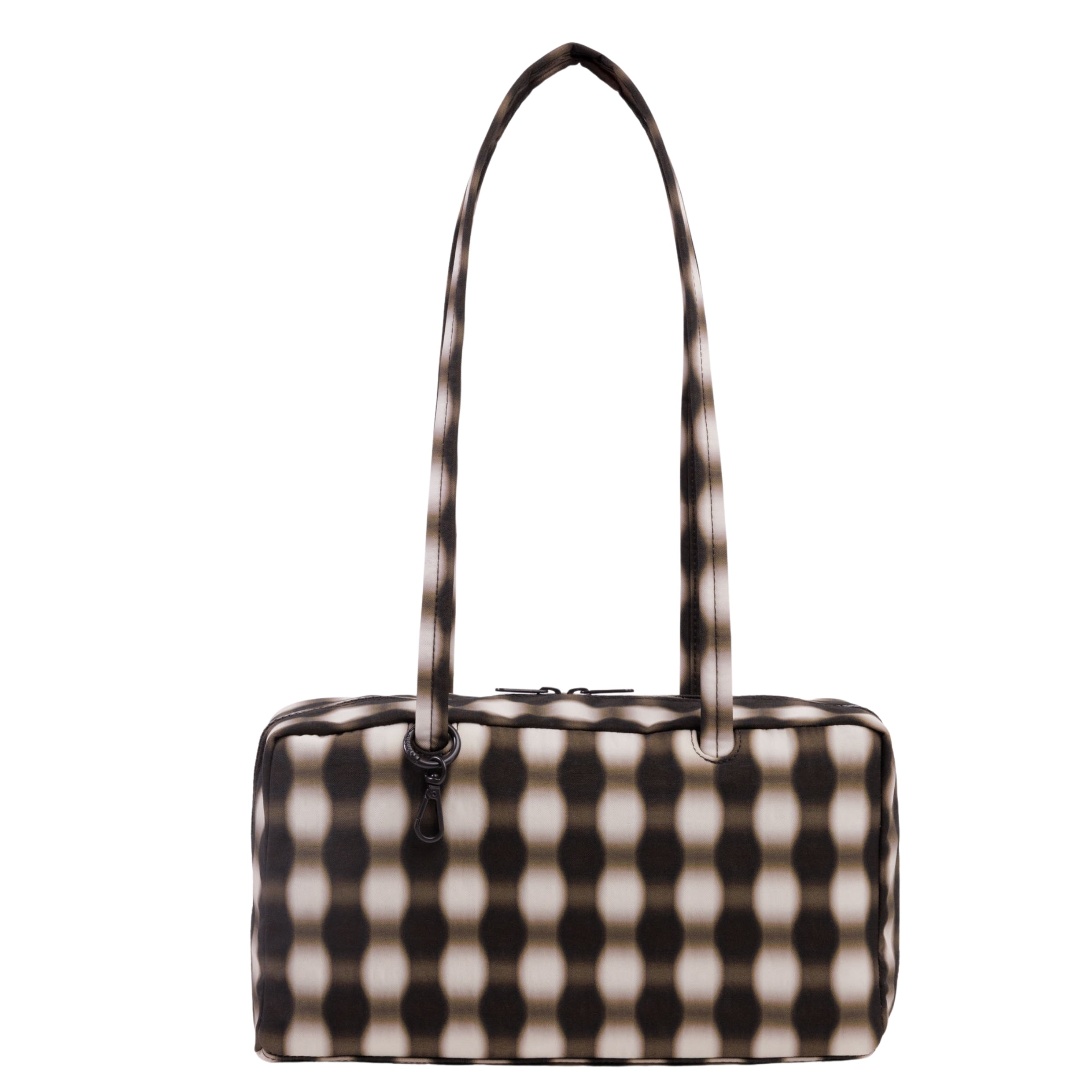 Baggu Nylon Bowler Bag in Blurred Gingham Brown