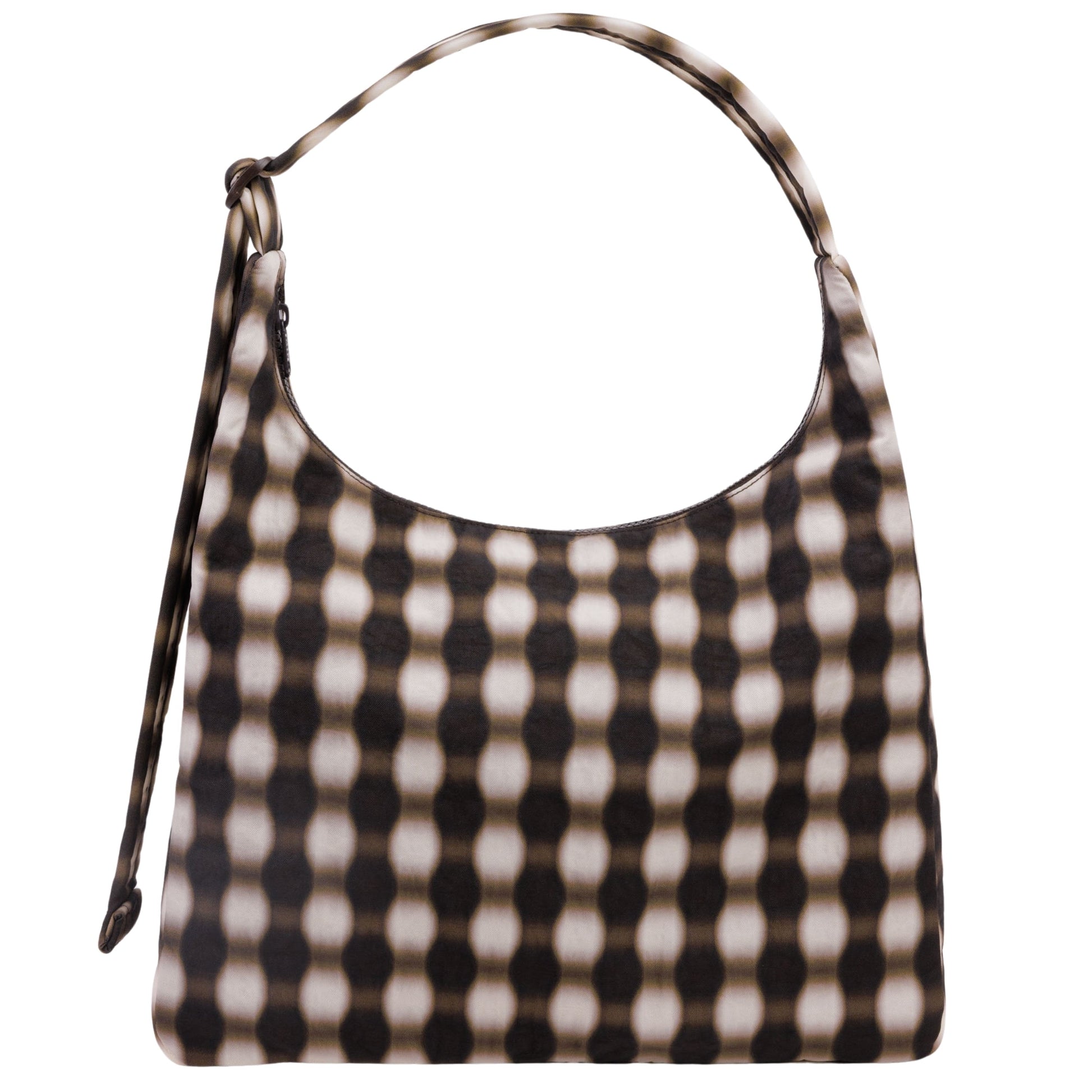 Baggu Nylon Shoulder Bag in Blurred Gingham Brown