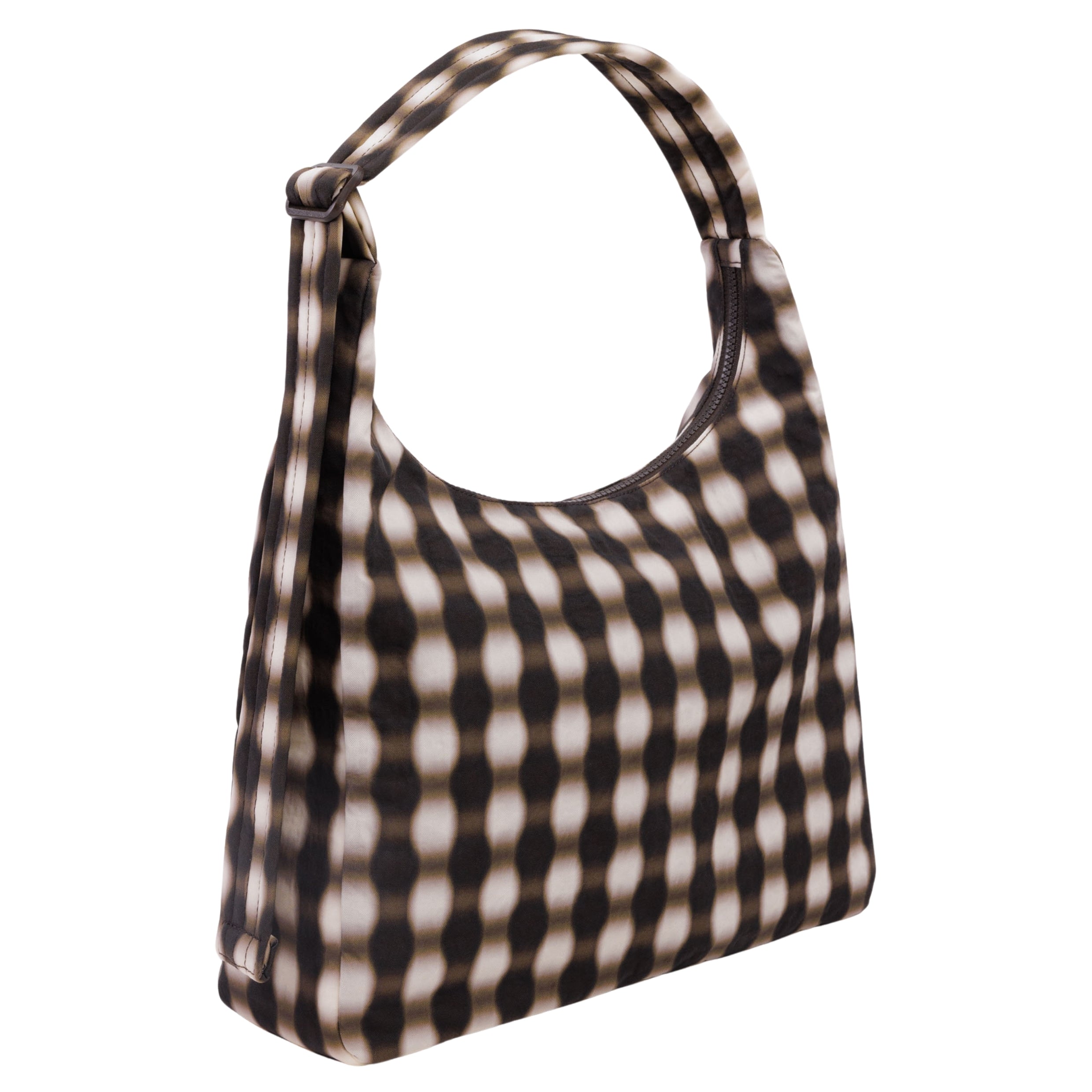 Baggu Nylon Shoulder Bag in Blurred Gingham Brown