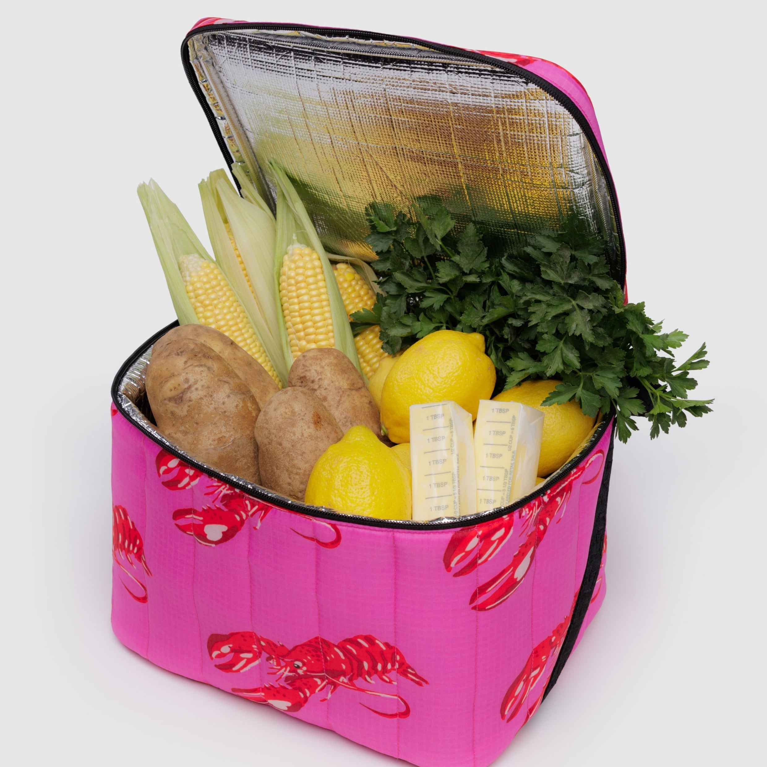 Baggu Puffy Cooler Bag in Pink Lobster