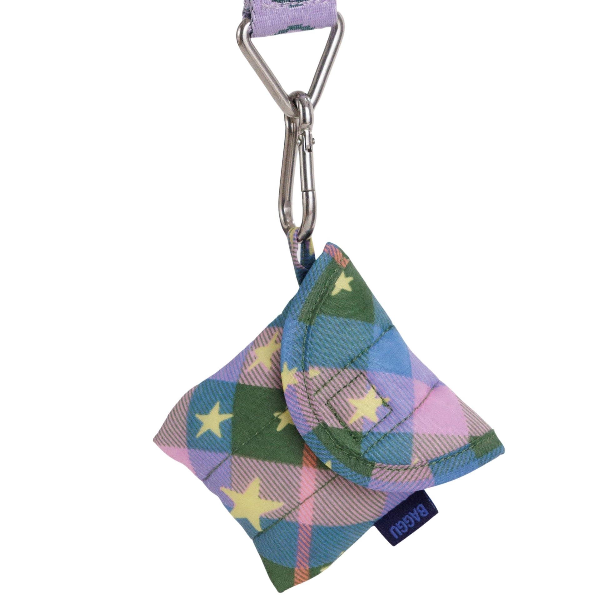 Baggu Puffy Earbuds Case in Green Star Plaid