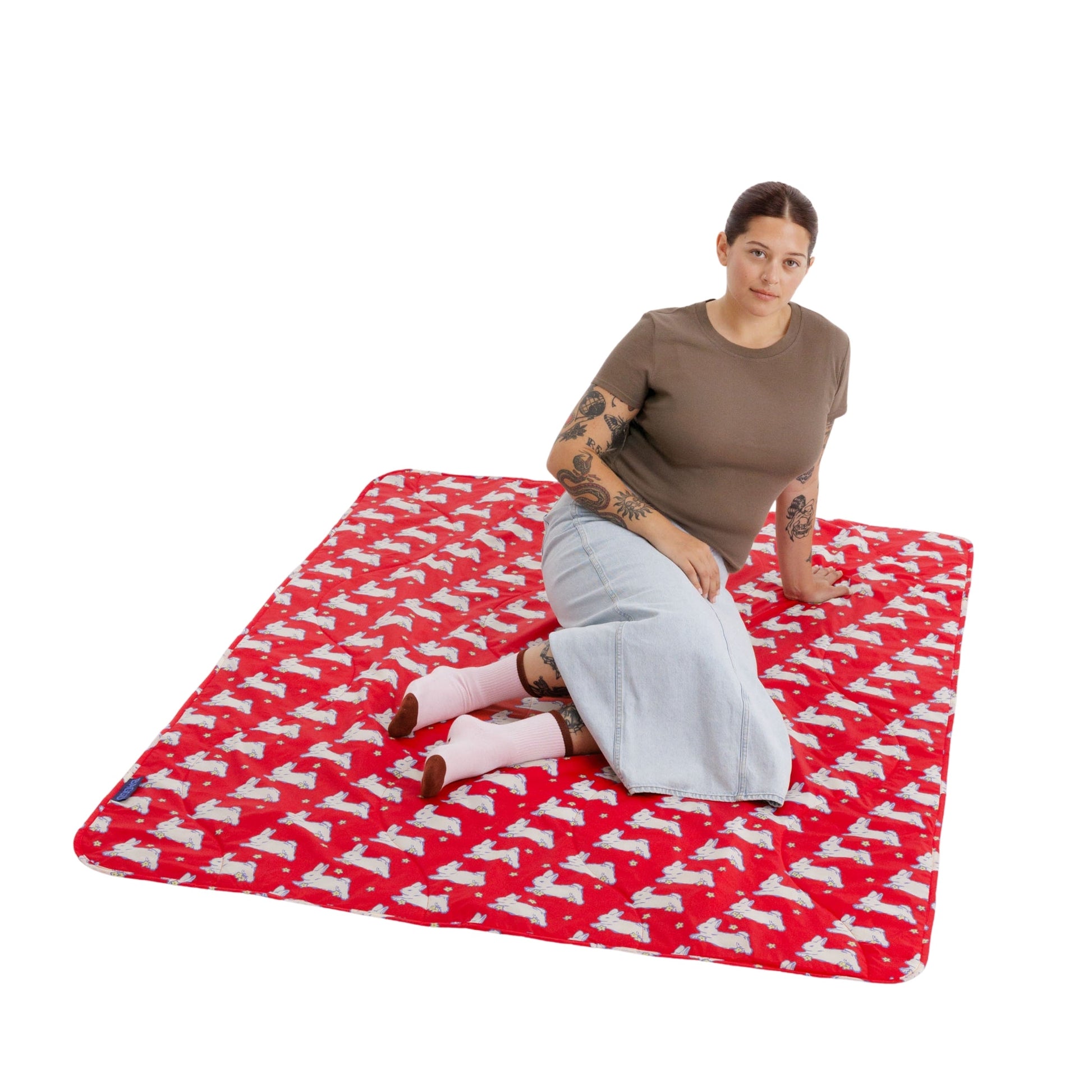 Baggu Puffy Picnic Blanket in Bunnies