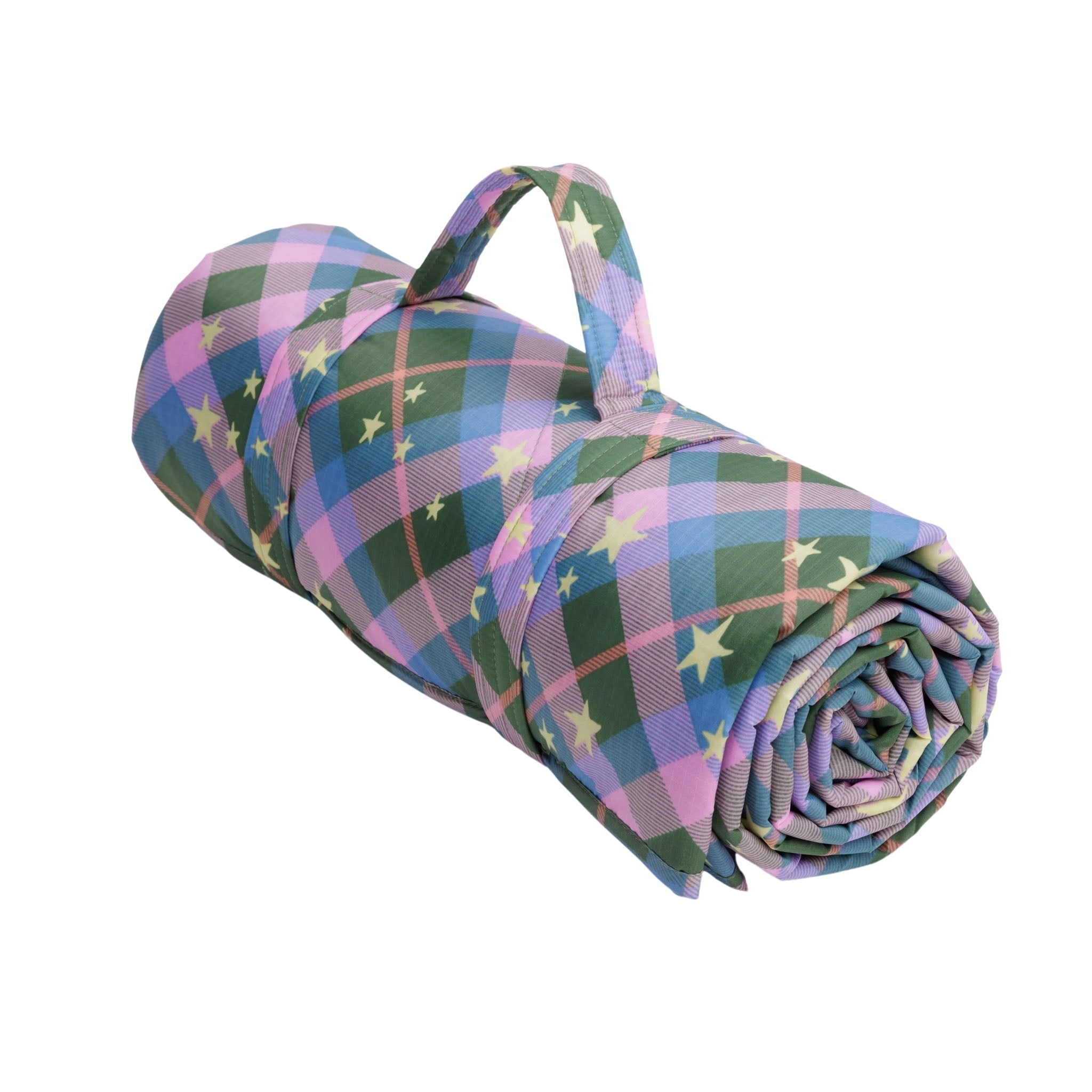 Baggu Puffy Picnic Blanket in Green Star Plaid