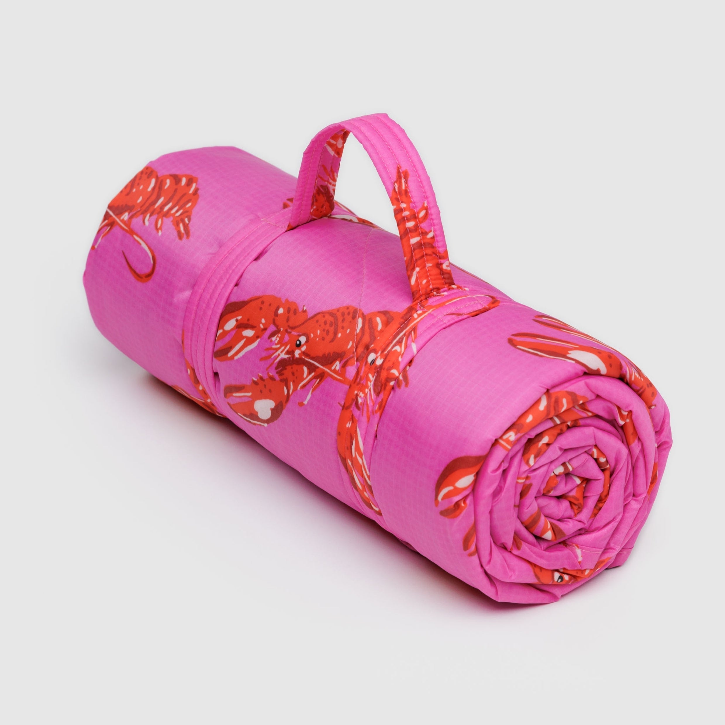 Baggu Puffy Picnic Blanket in Pink Lobster