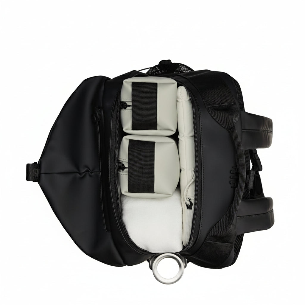 Rains Trail Clip Front Backpack in Black