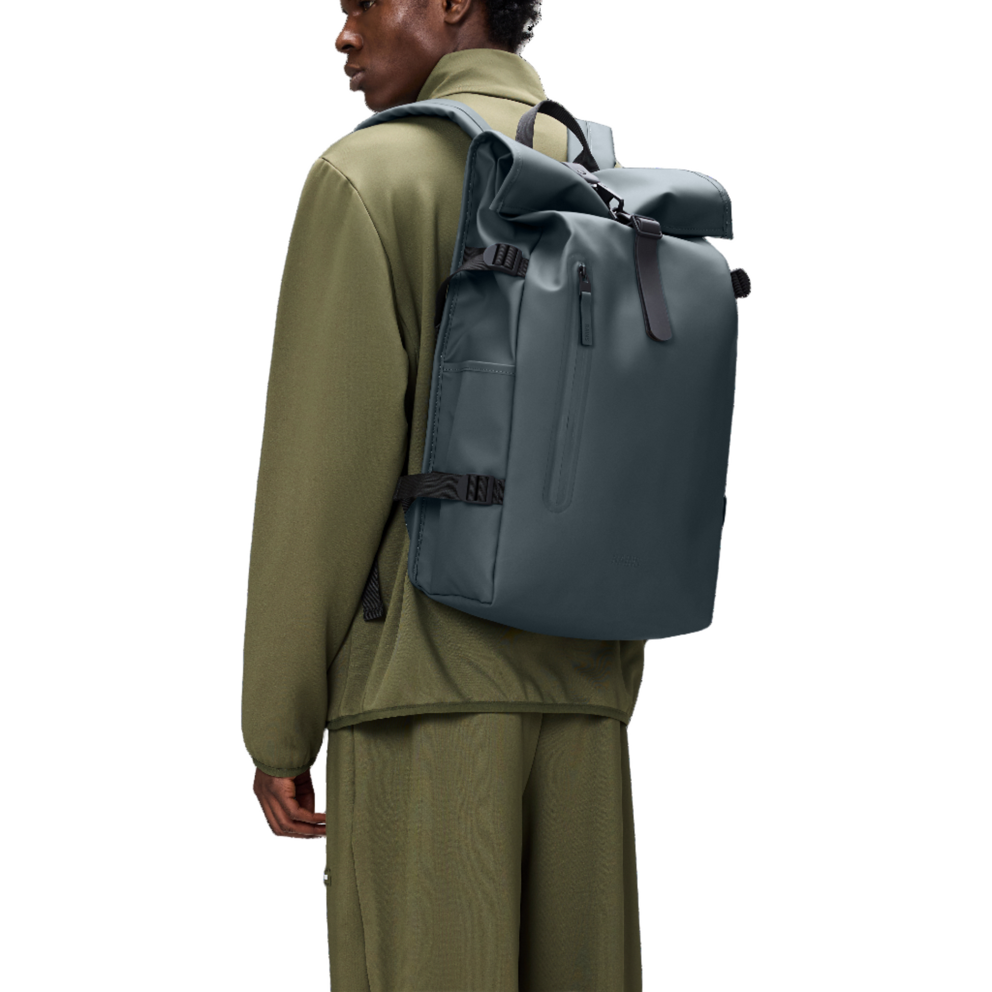 Rains Rolltop Rucksack Large in Lagoon