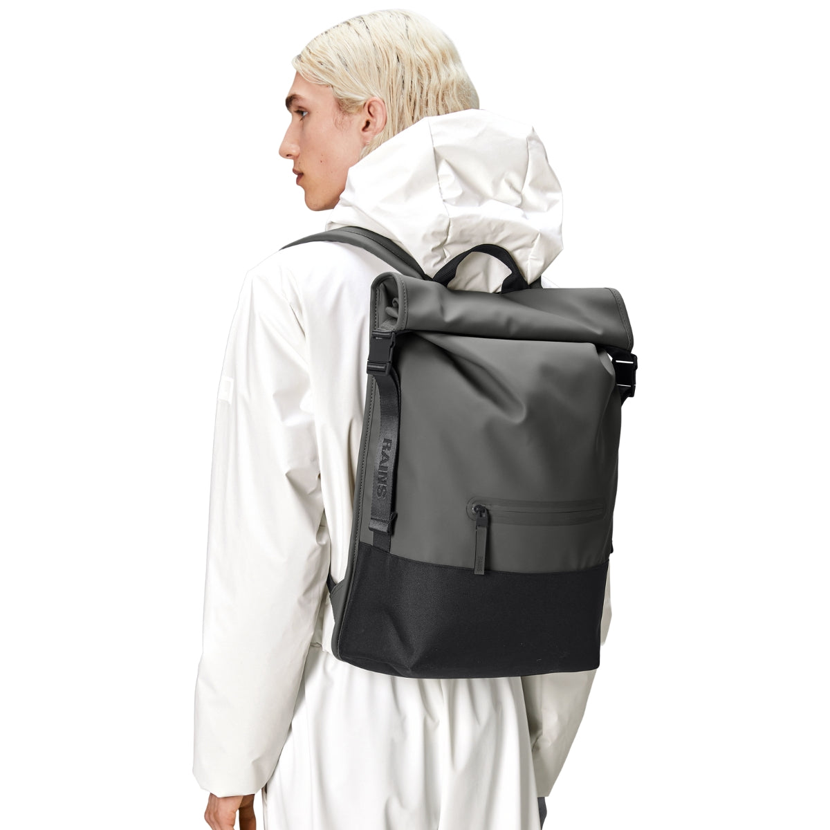 Rains Trail Rolltop Backpack in Grey