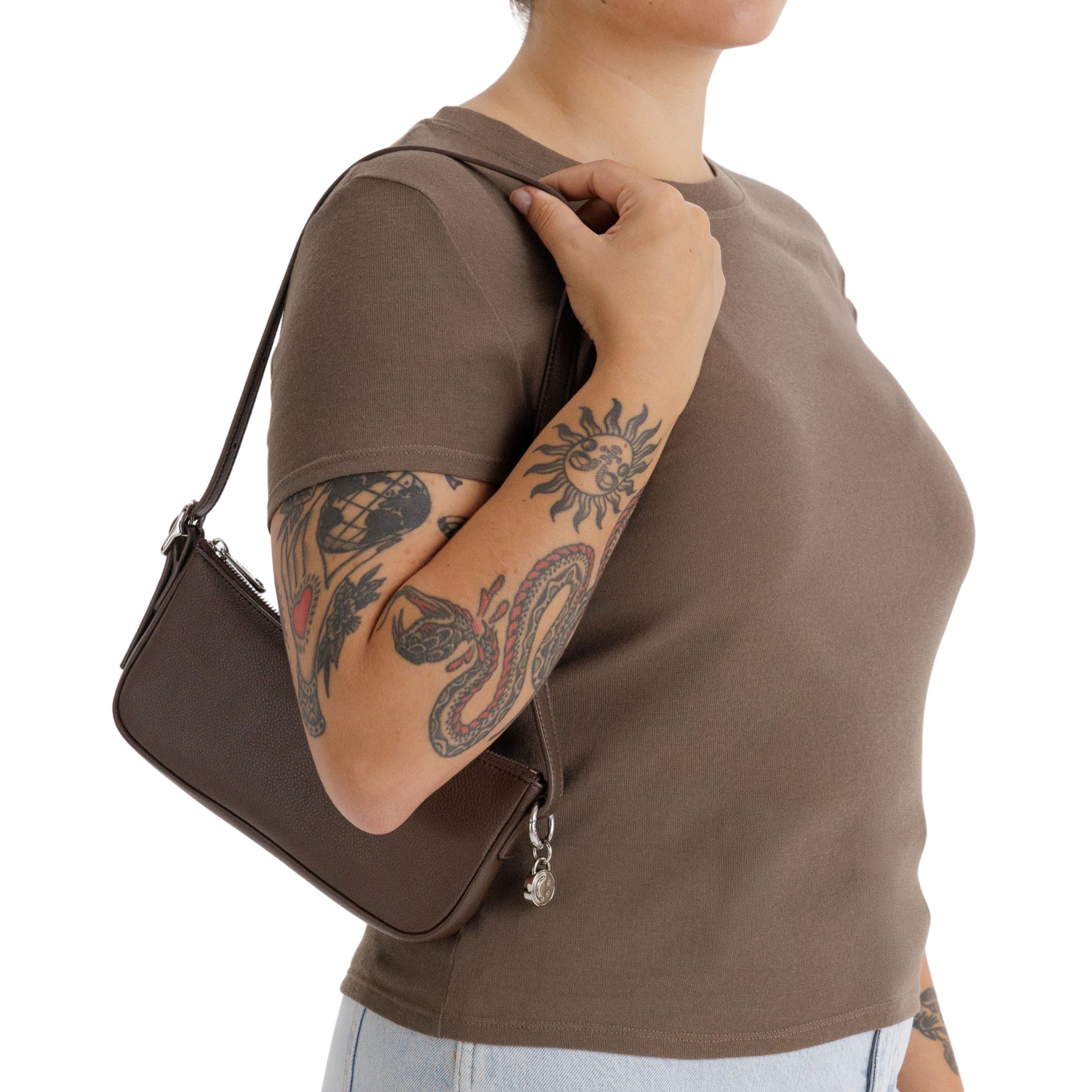 Baggu Recycled Leather Pochette in Brown