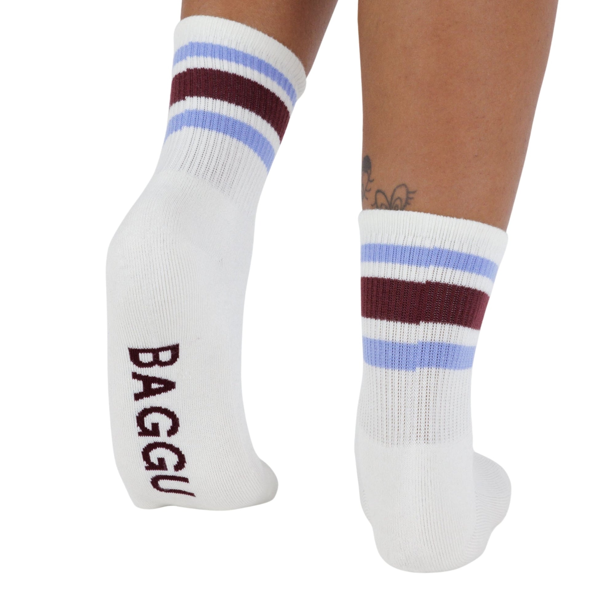 Baggu Ribbed Sock in Ivory Stripe