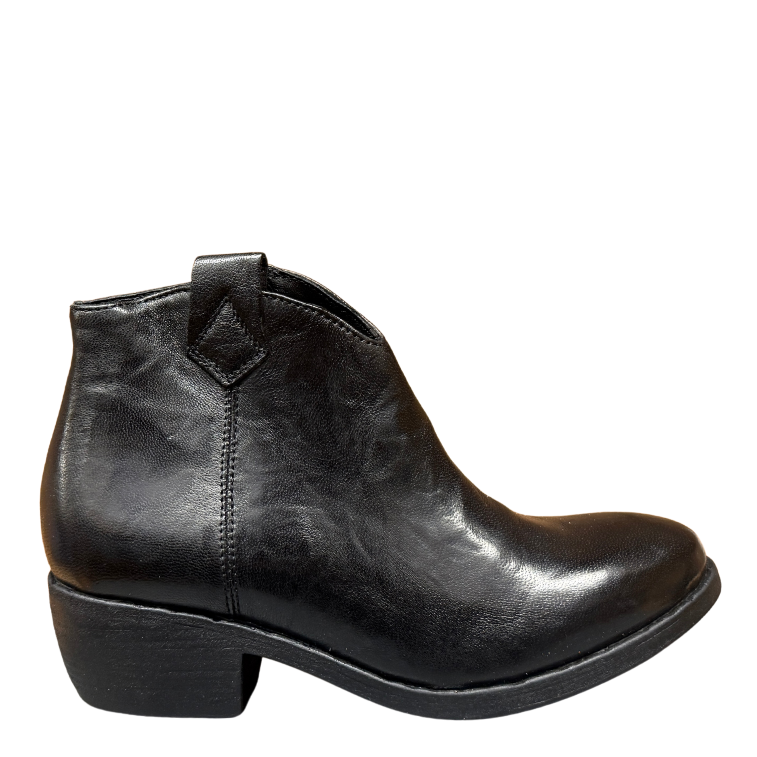 Getoutside Women's Ankle Heeled Boot in Black Leather