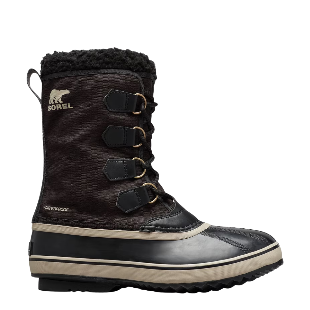 Sorel Men's 1964 Pac Nylon Waterproof Boot in Black/Ancient Fossil